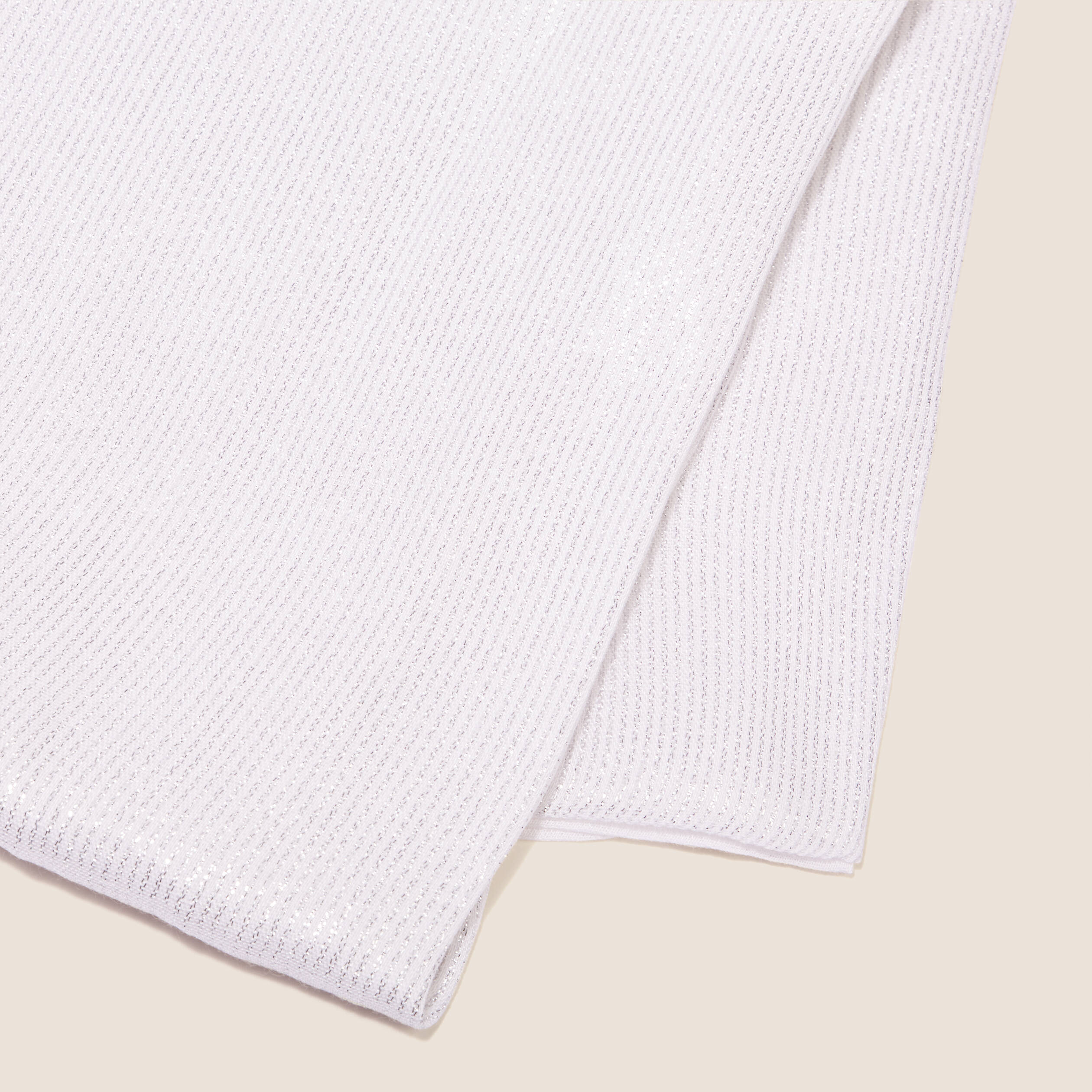 Foulard brillant à franges ecru femme