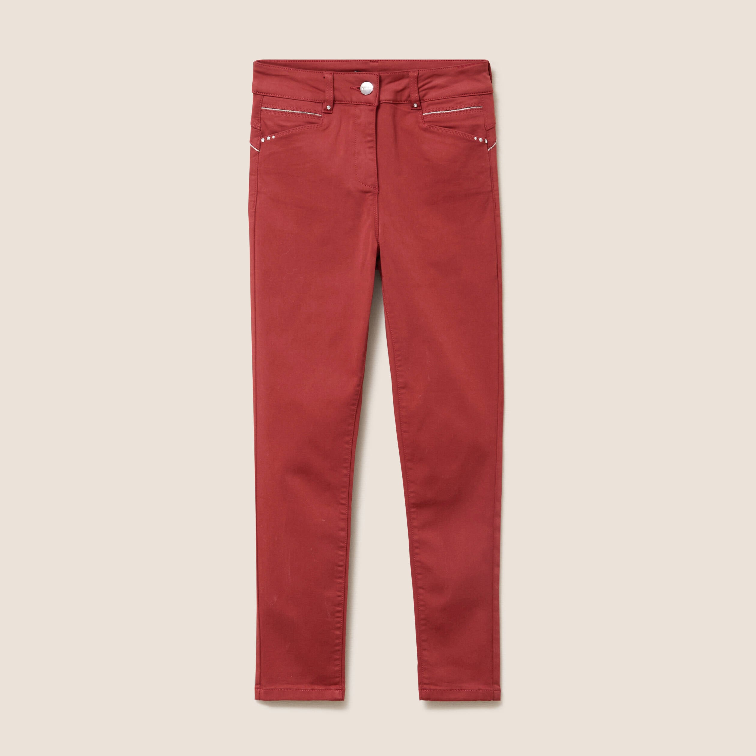 Pantalon coupe ajust&eacute;e taille haute orange fonc&eacute; femme