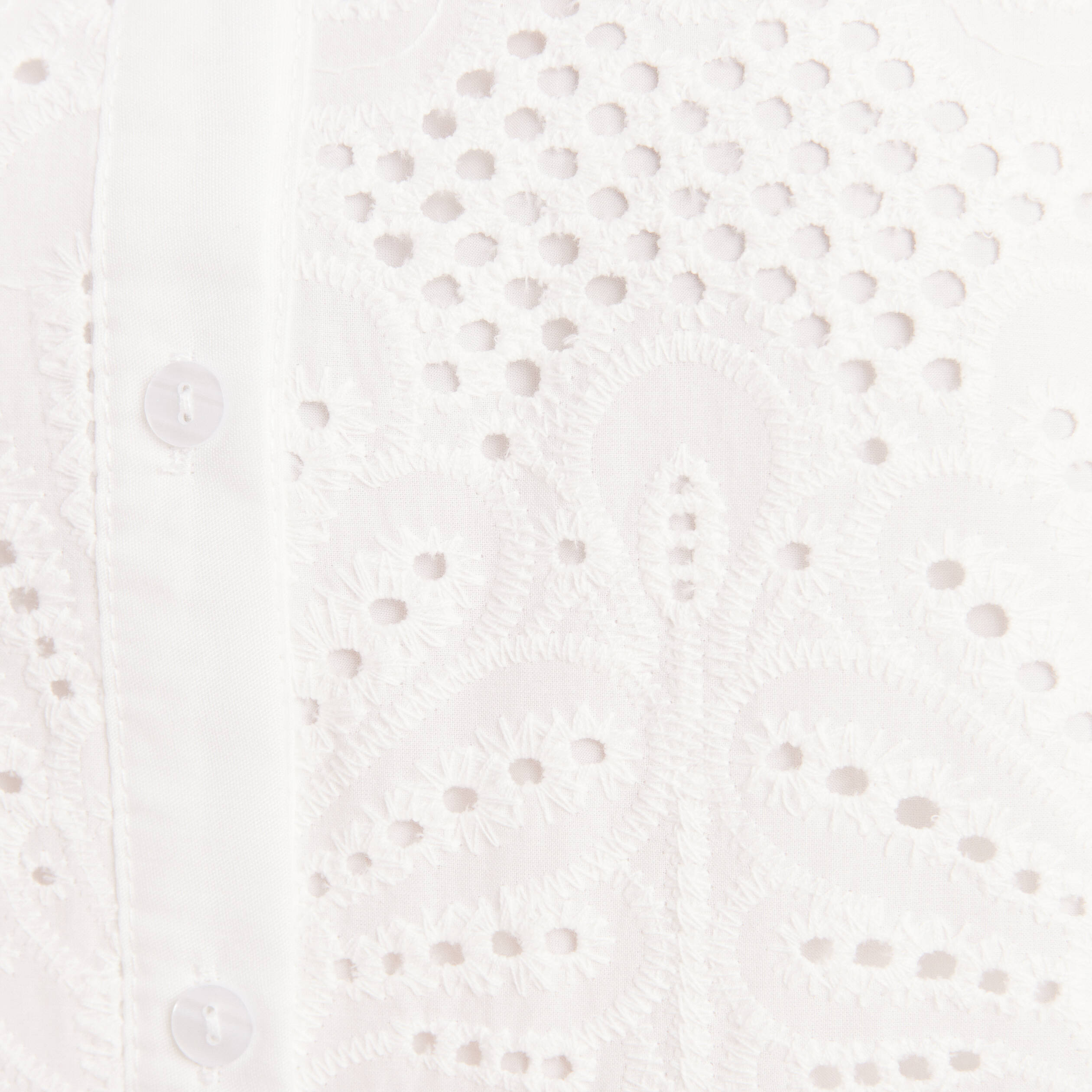 Chemise manches courtes brod&eacute;e ecru femme