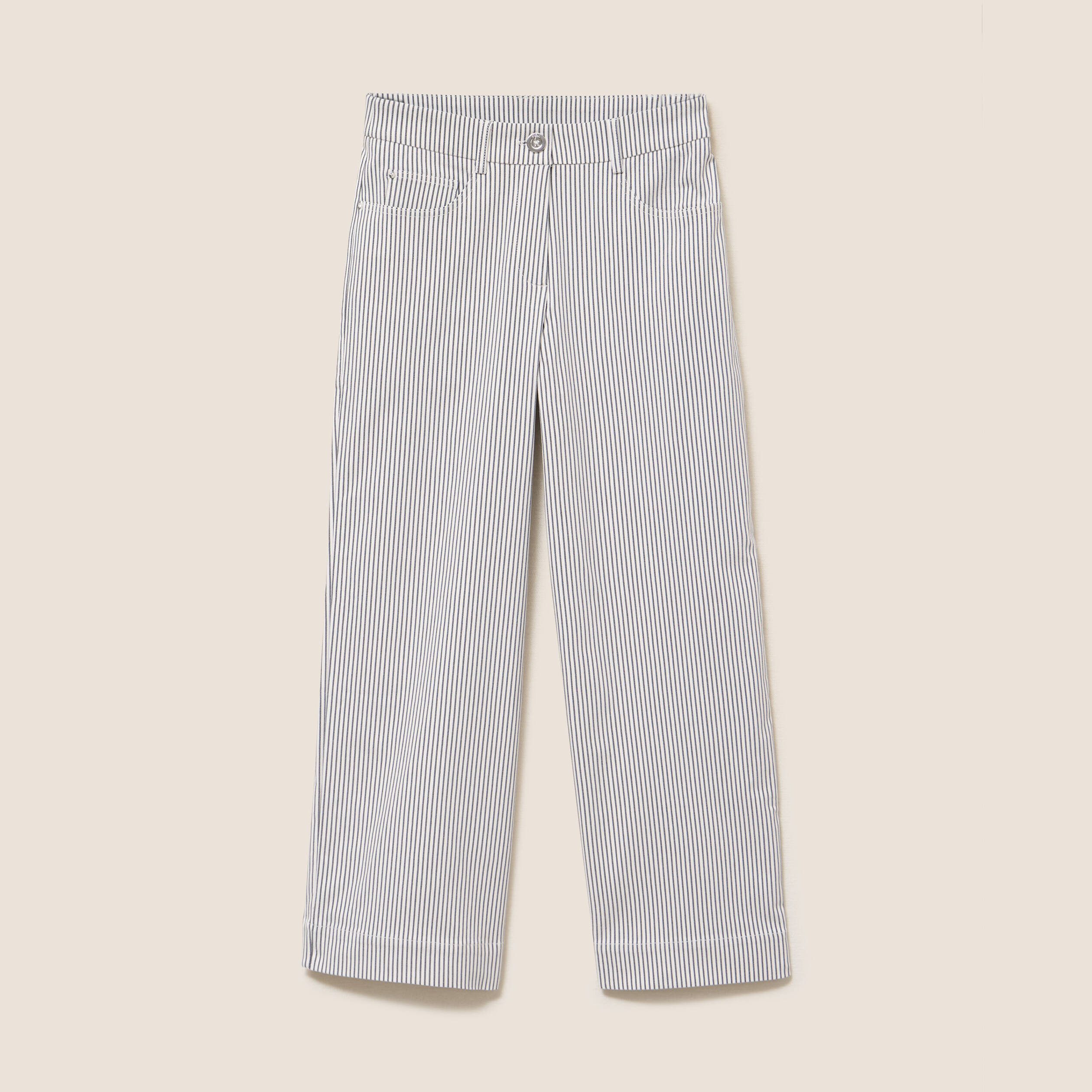 Pantalon large taille haute bleu femme