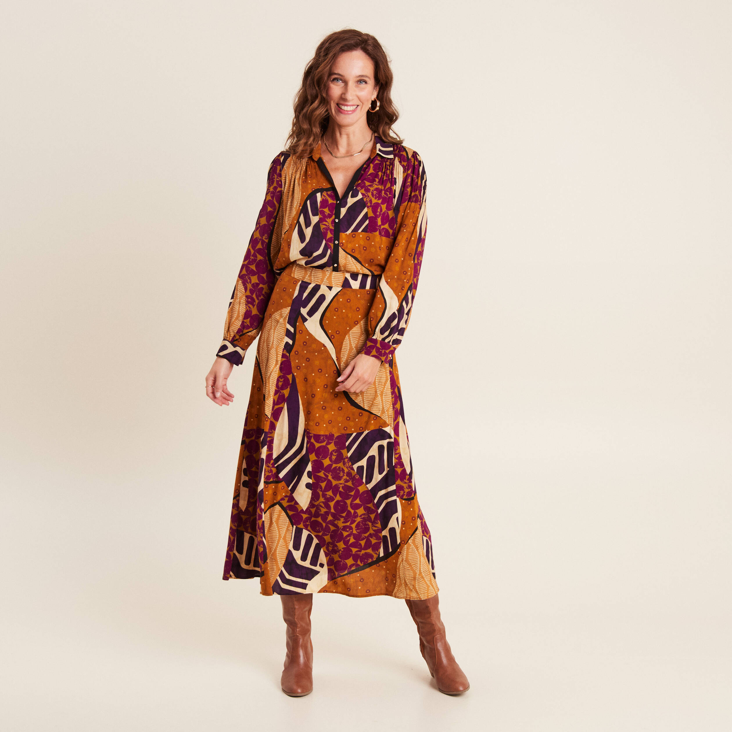 Chemise manches longues multicolore femme