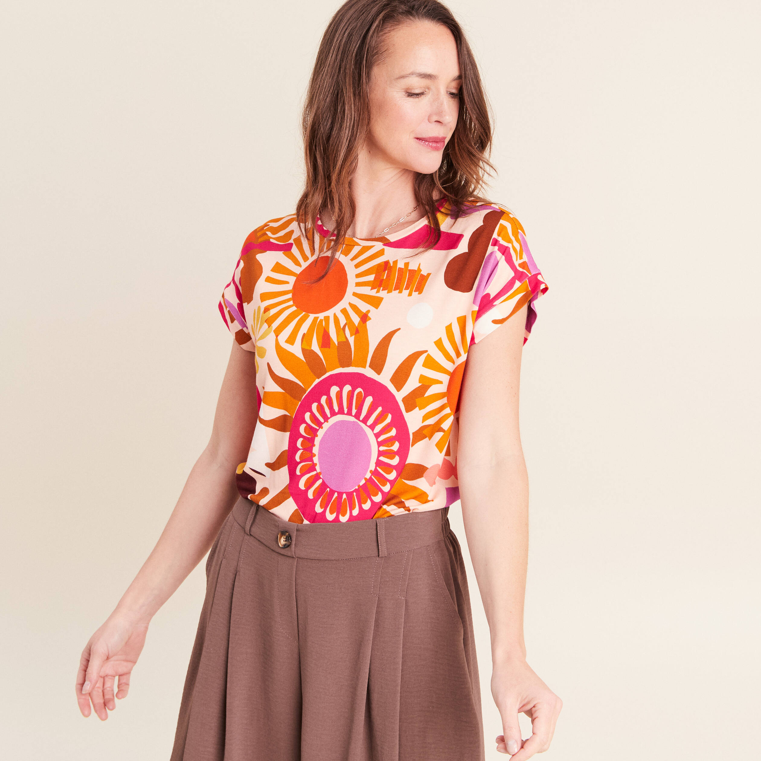 T-shirt manches courtes multicolore femme
