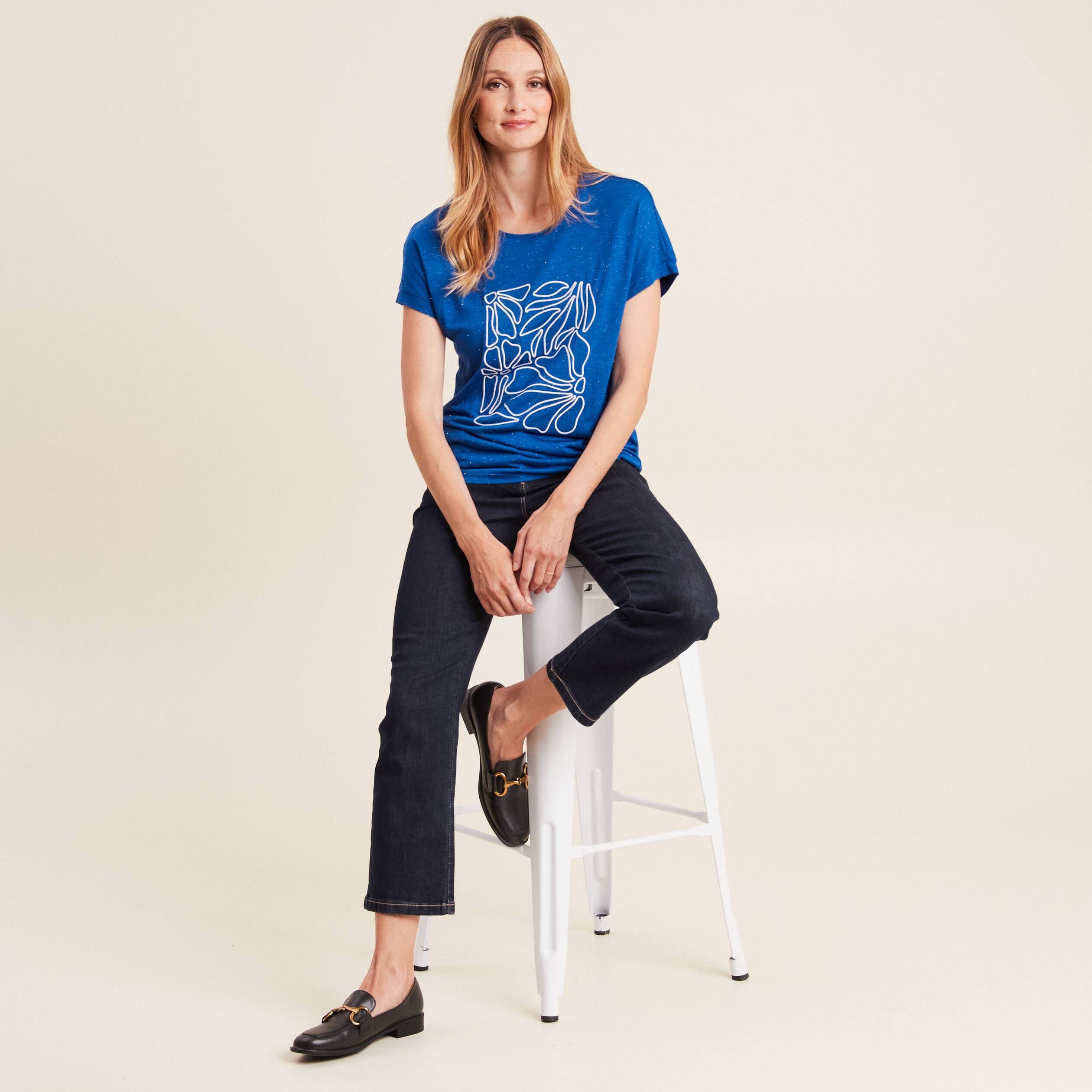 T-shirt manches courtes bleu electrique femme