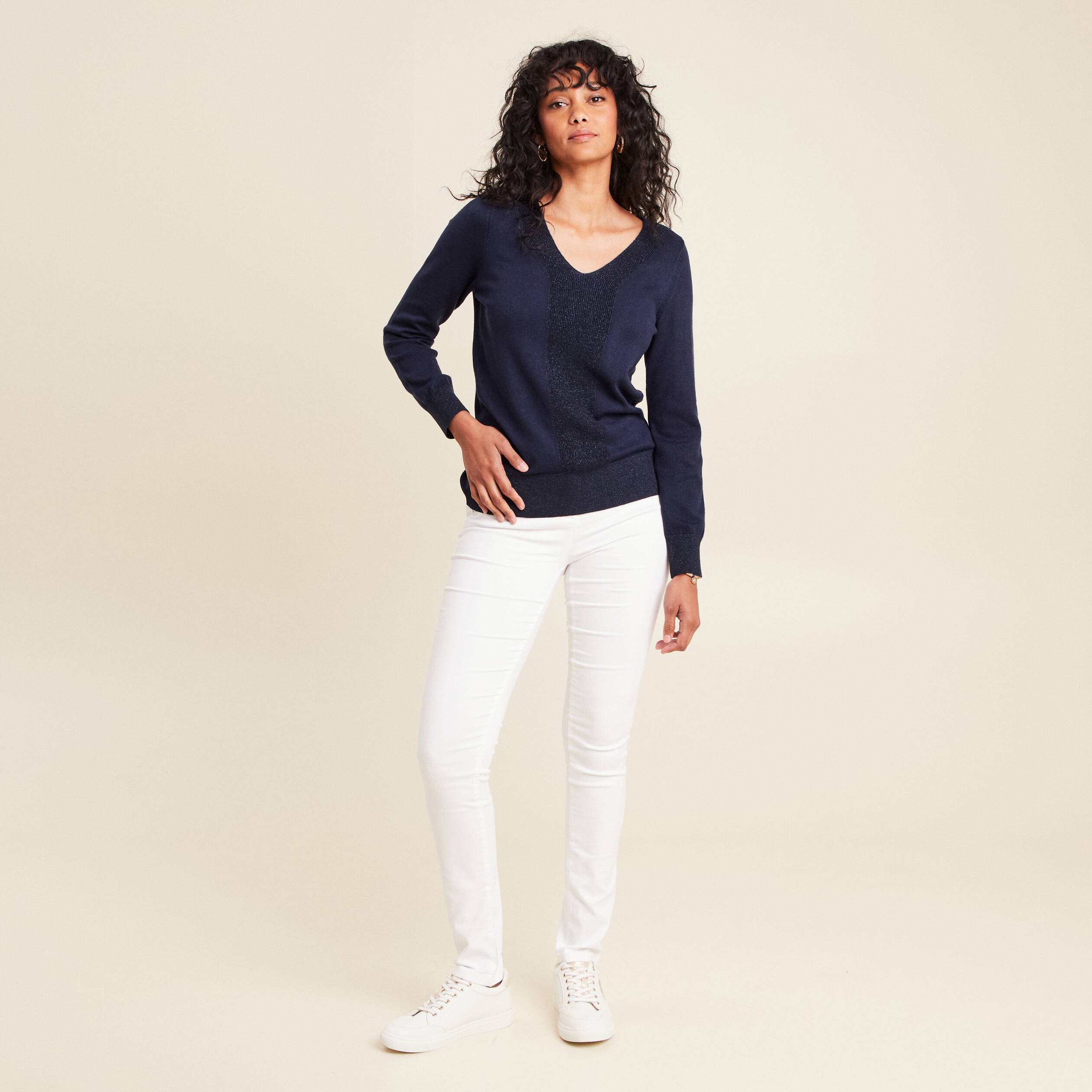 pantalon leger taille standard long blanc femme Pantalon léger taille standard long blanc femme