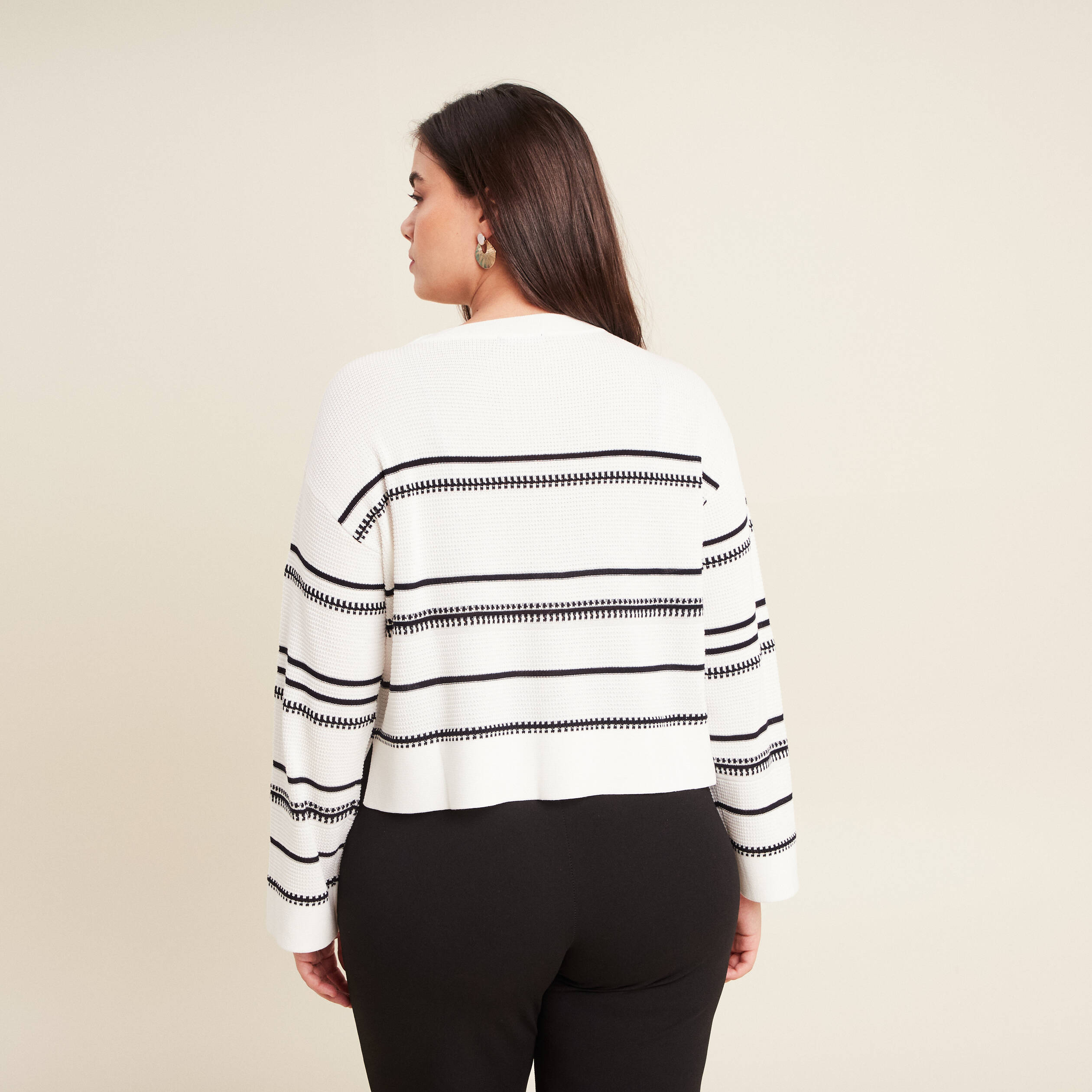 Pull manches longues blanc femme
