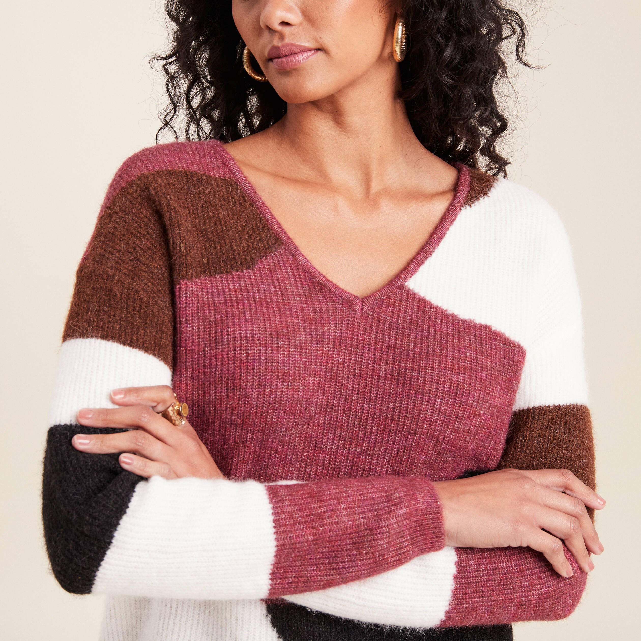 Pull manches longues multicolore femme Breal