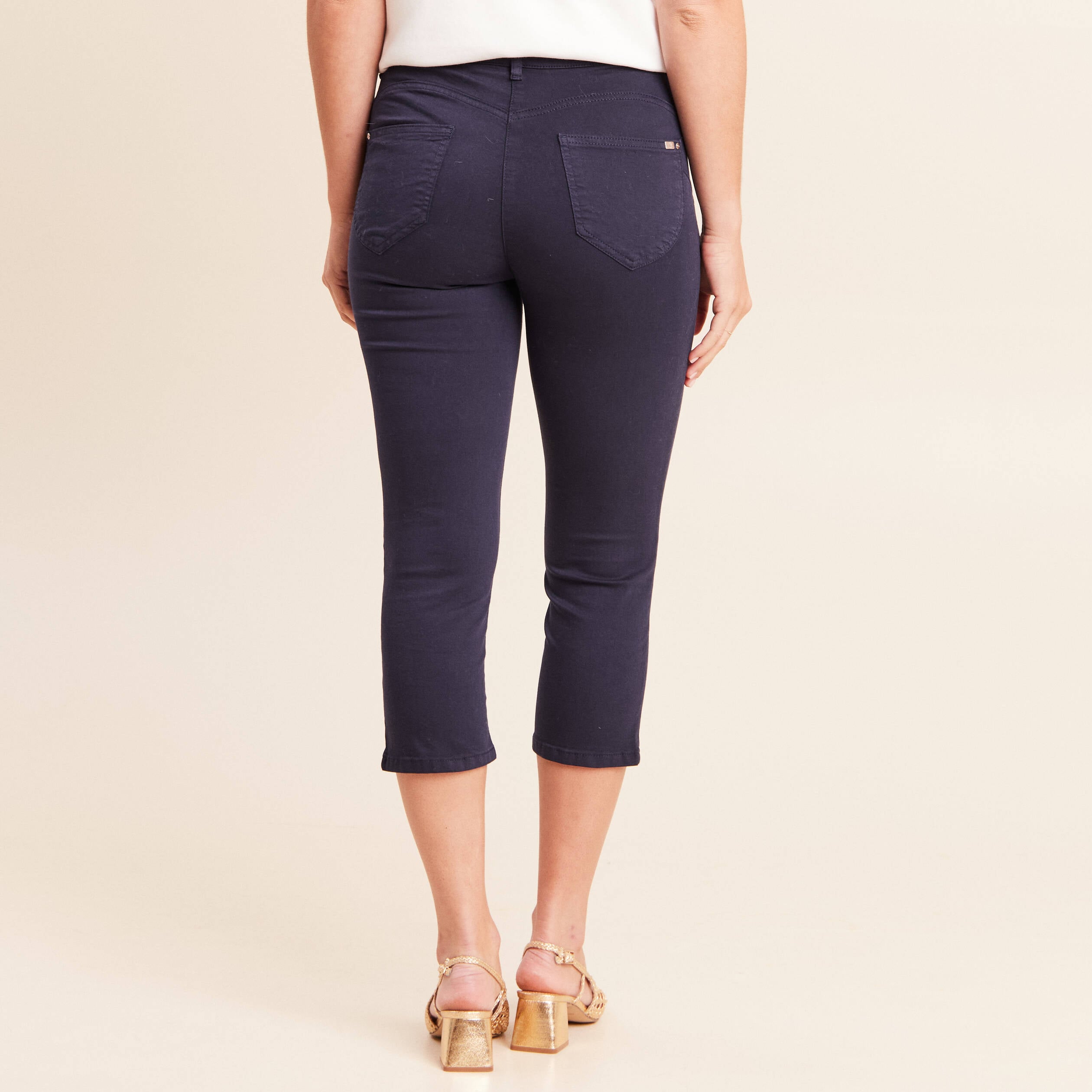 Pantacourt magique Le L&eacute;ger coupe droite bleu marine femme