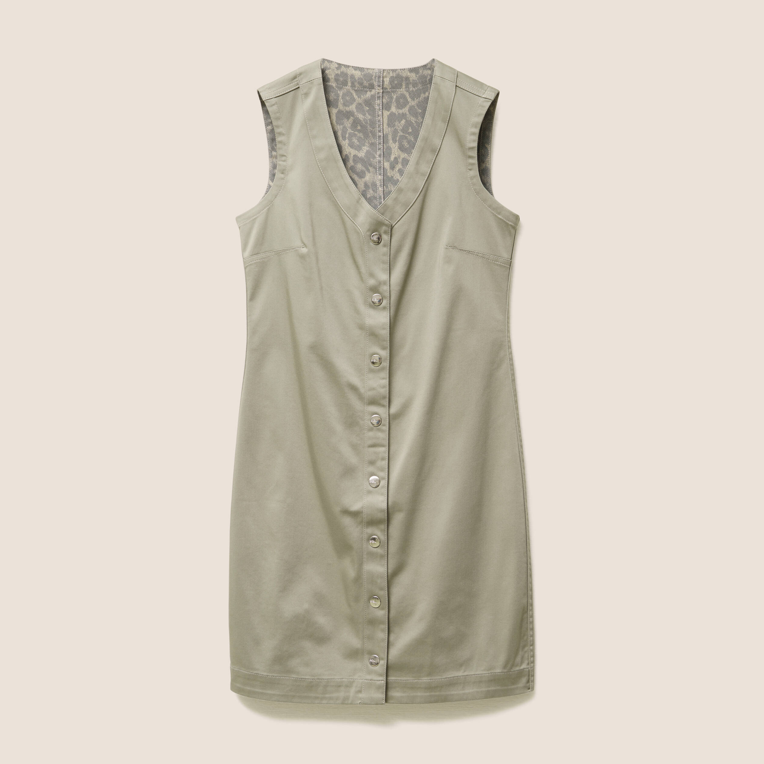 robe courte droite réversible en jean vert olive femme