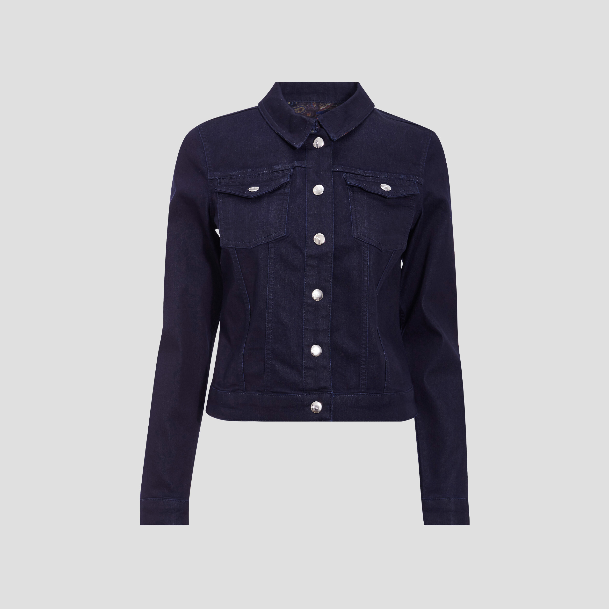 Veste droite en jean noir femme