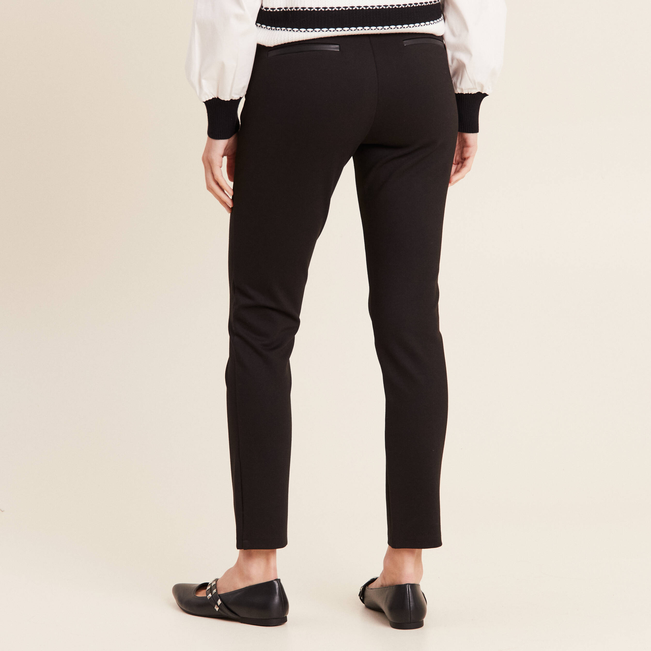 Pantalon tregging taille basculee noir femme Breal