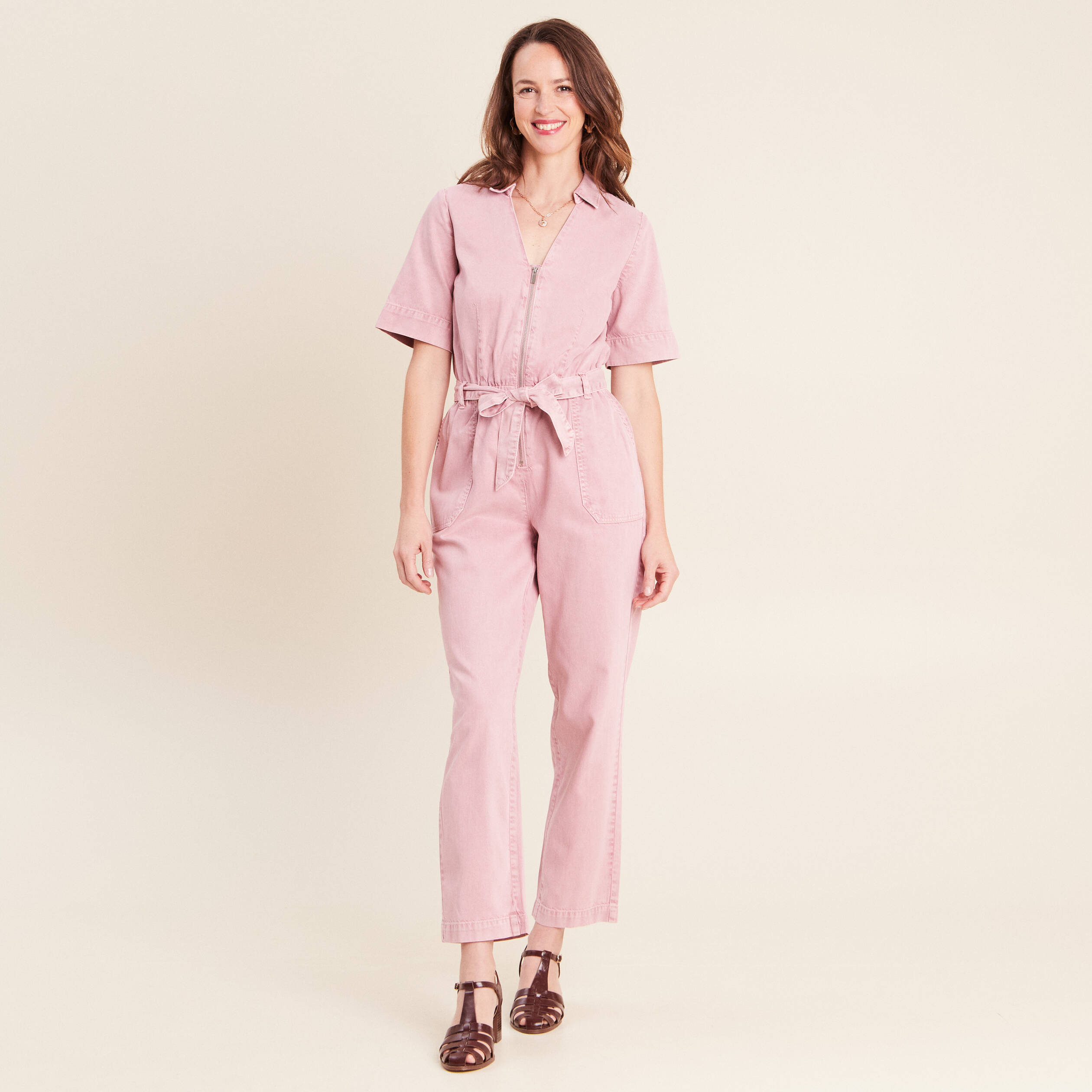 Combinaison fluide rose femme