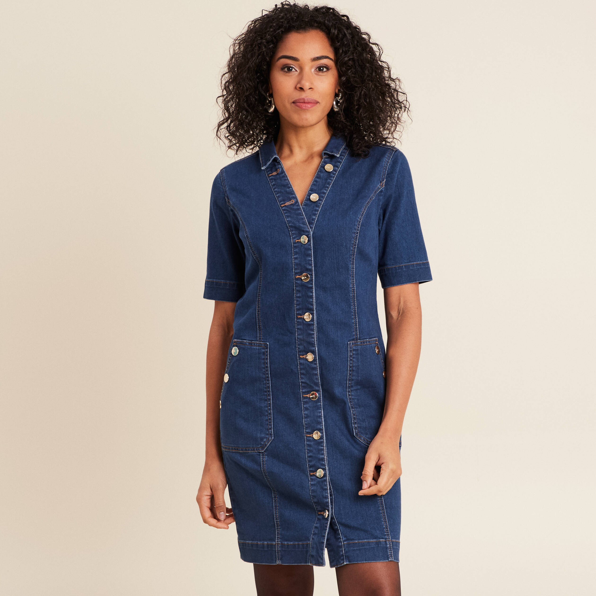 robe droite en jean denim stone femme Robe droite en jean denim stone femme