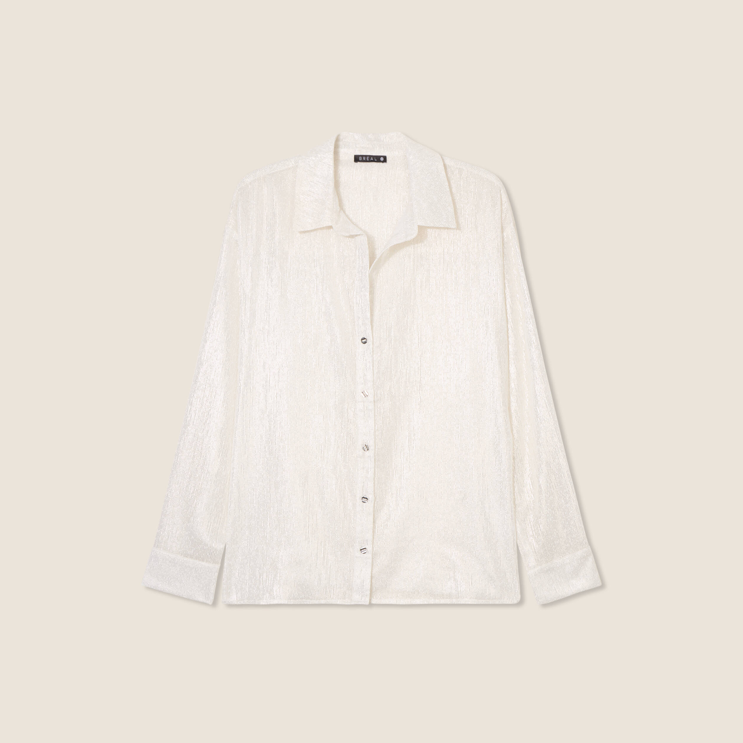 chemise manches longues irisee blanc femme Chemise manches longues irisée blanc femme