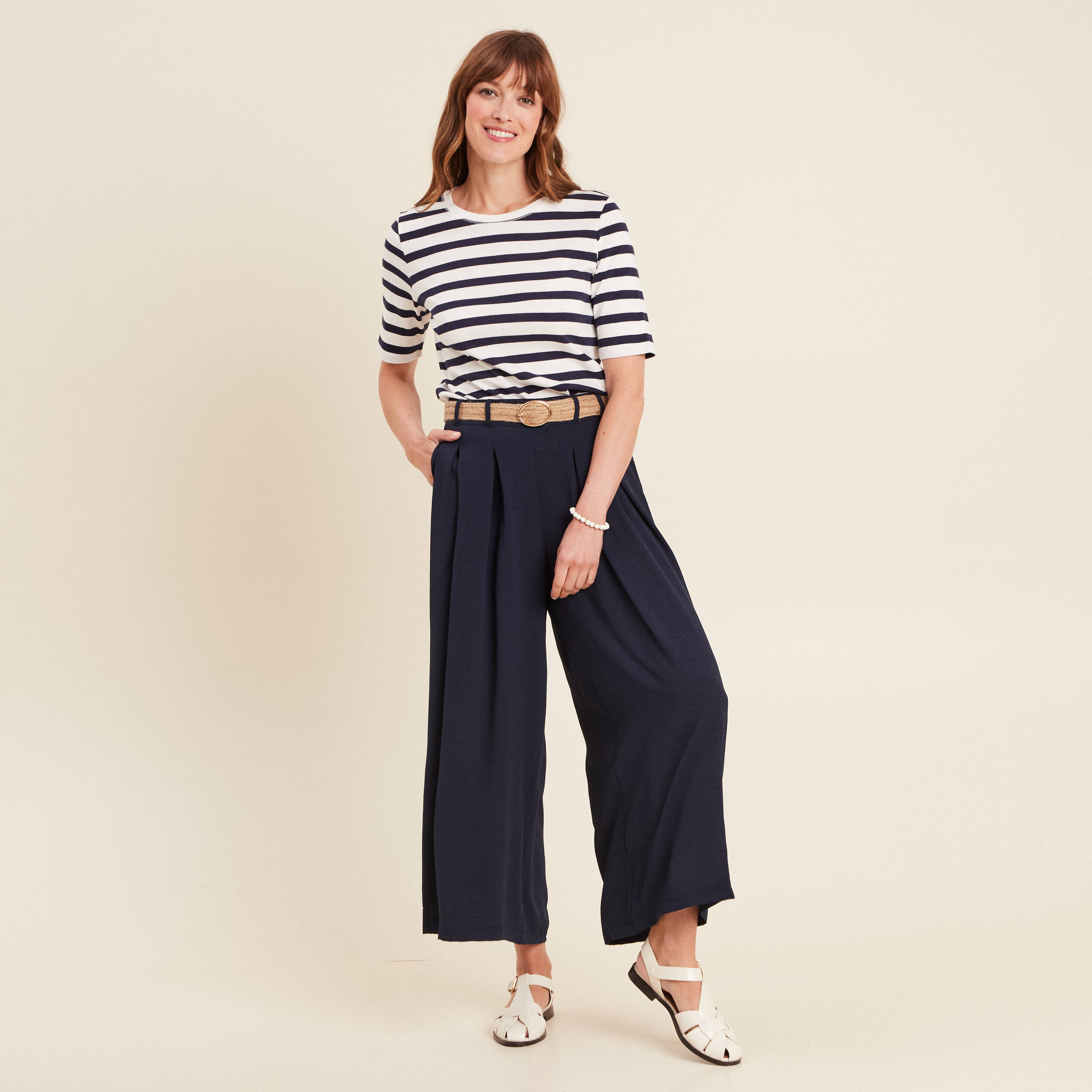 t shirt col rond bleu marine femme T-shirt col rond bleu marine femme