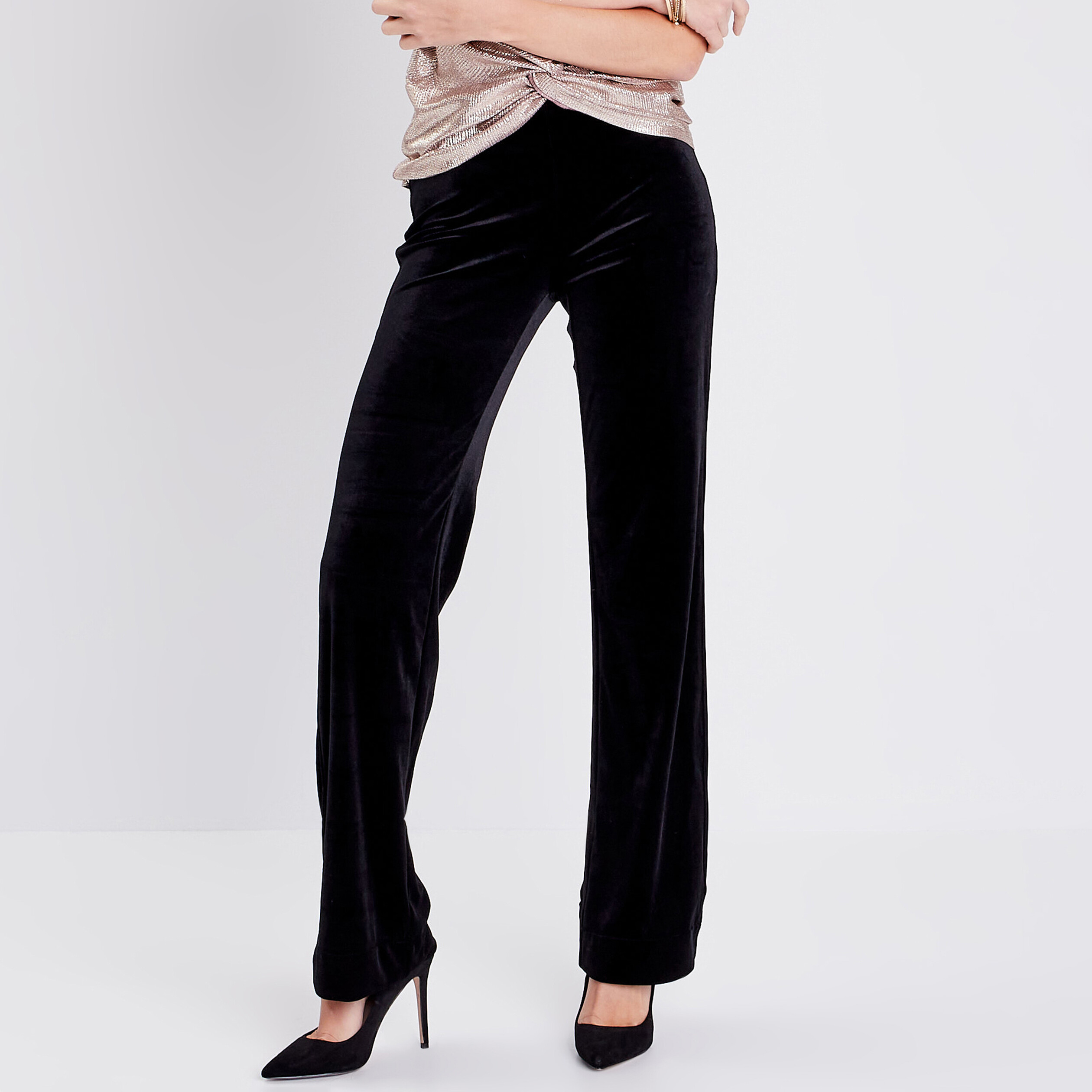 Pantalon bootcut velours noir femme