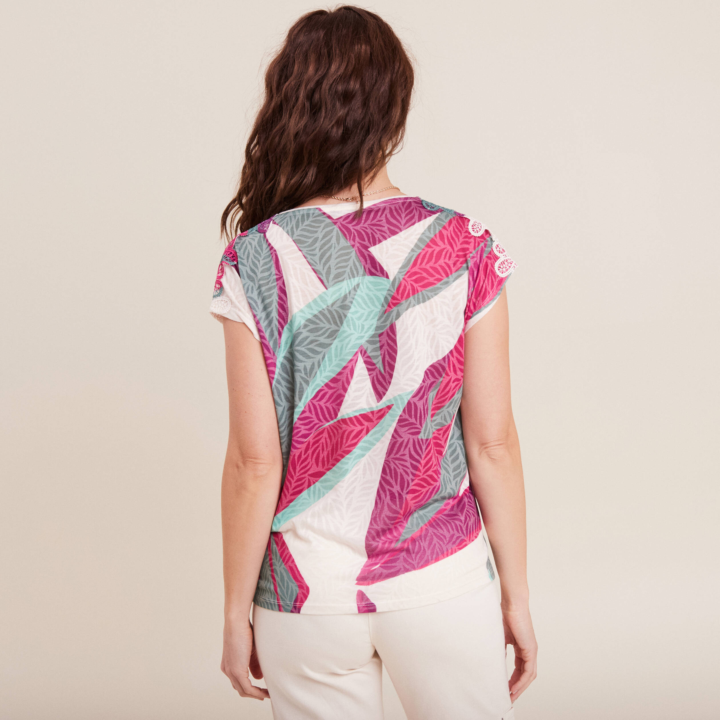 T-shirt manches courtes ecru femme