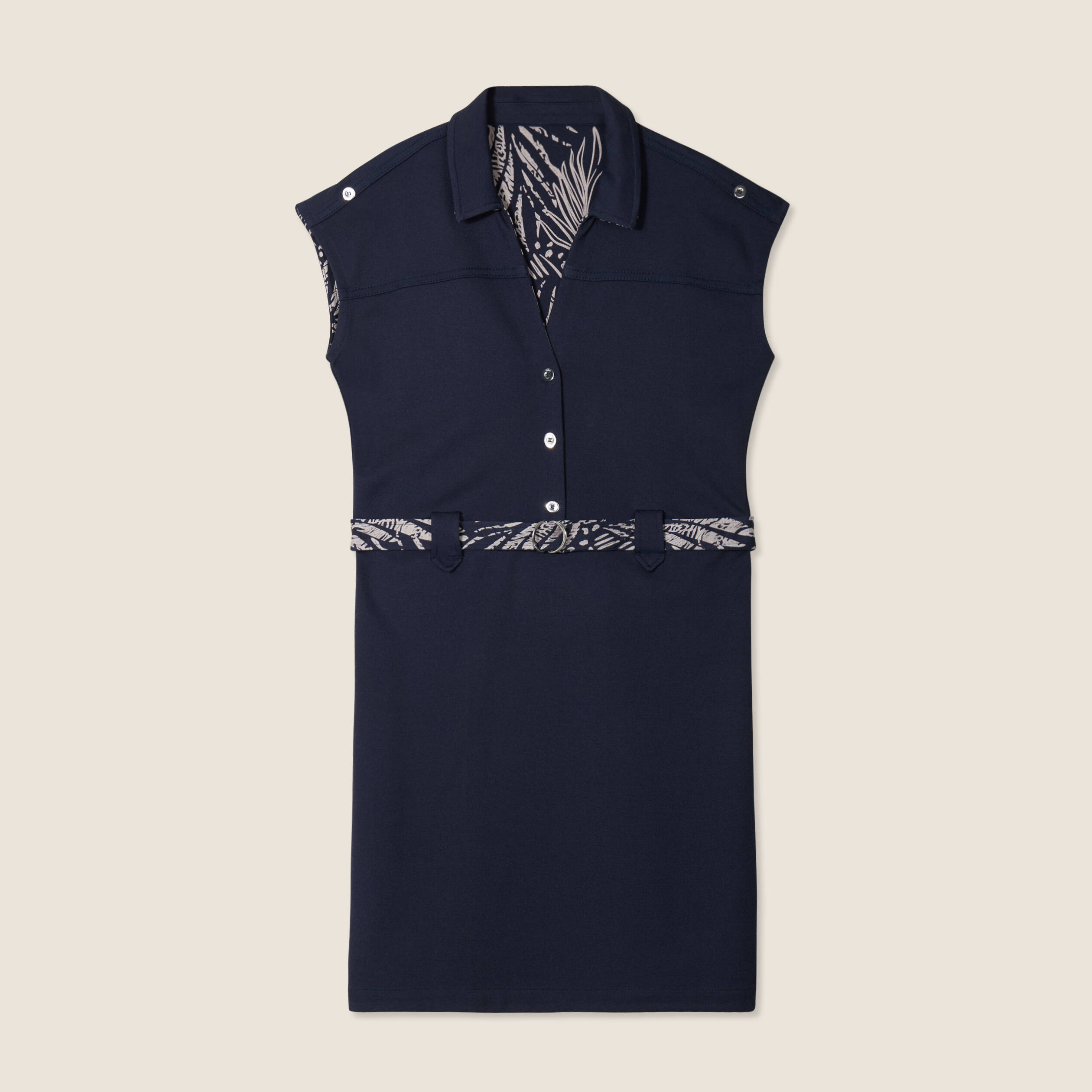 Robe droite r&eacute;versible bleu fonc&eacute; femme