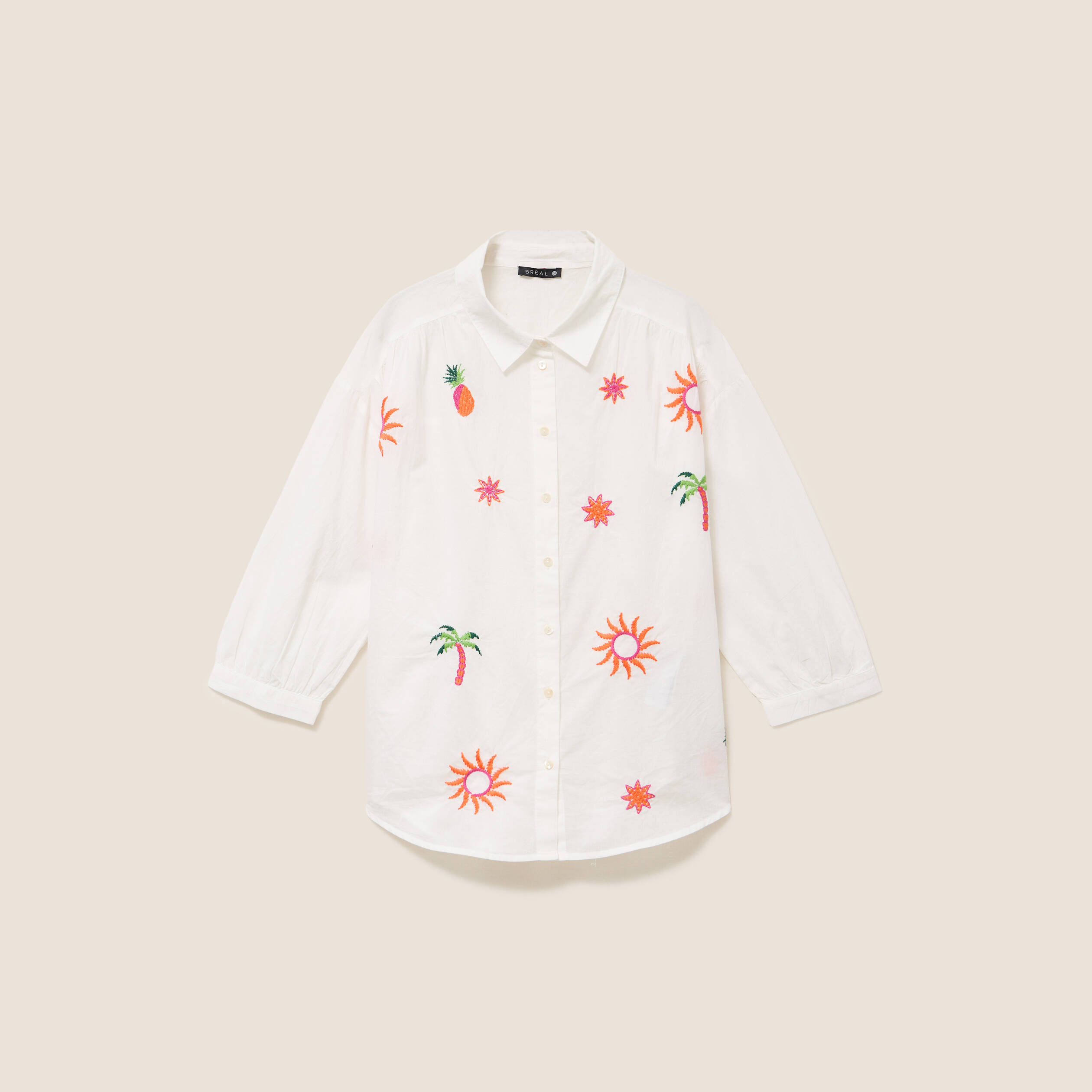 Chemise ample manches 3/4 col chemise ecru femme