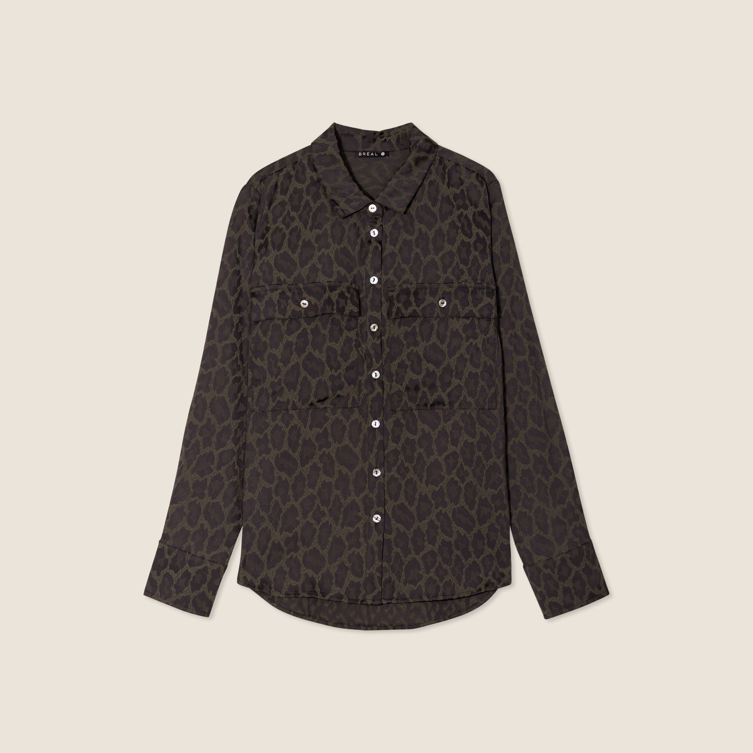 Chemise manches longues vert kaki femme