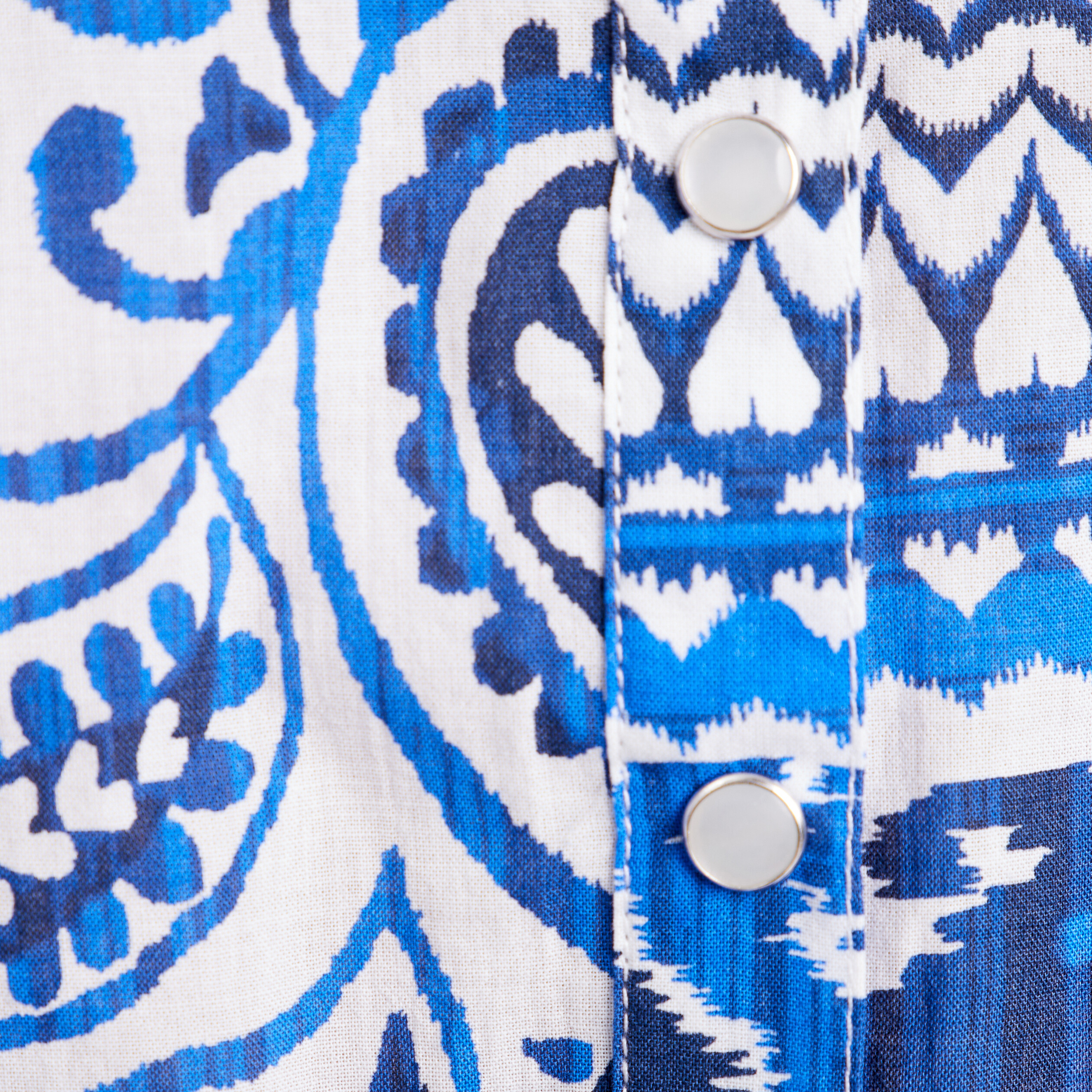 Chemise manches courtes nouée bleu femme
