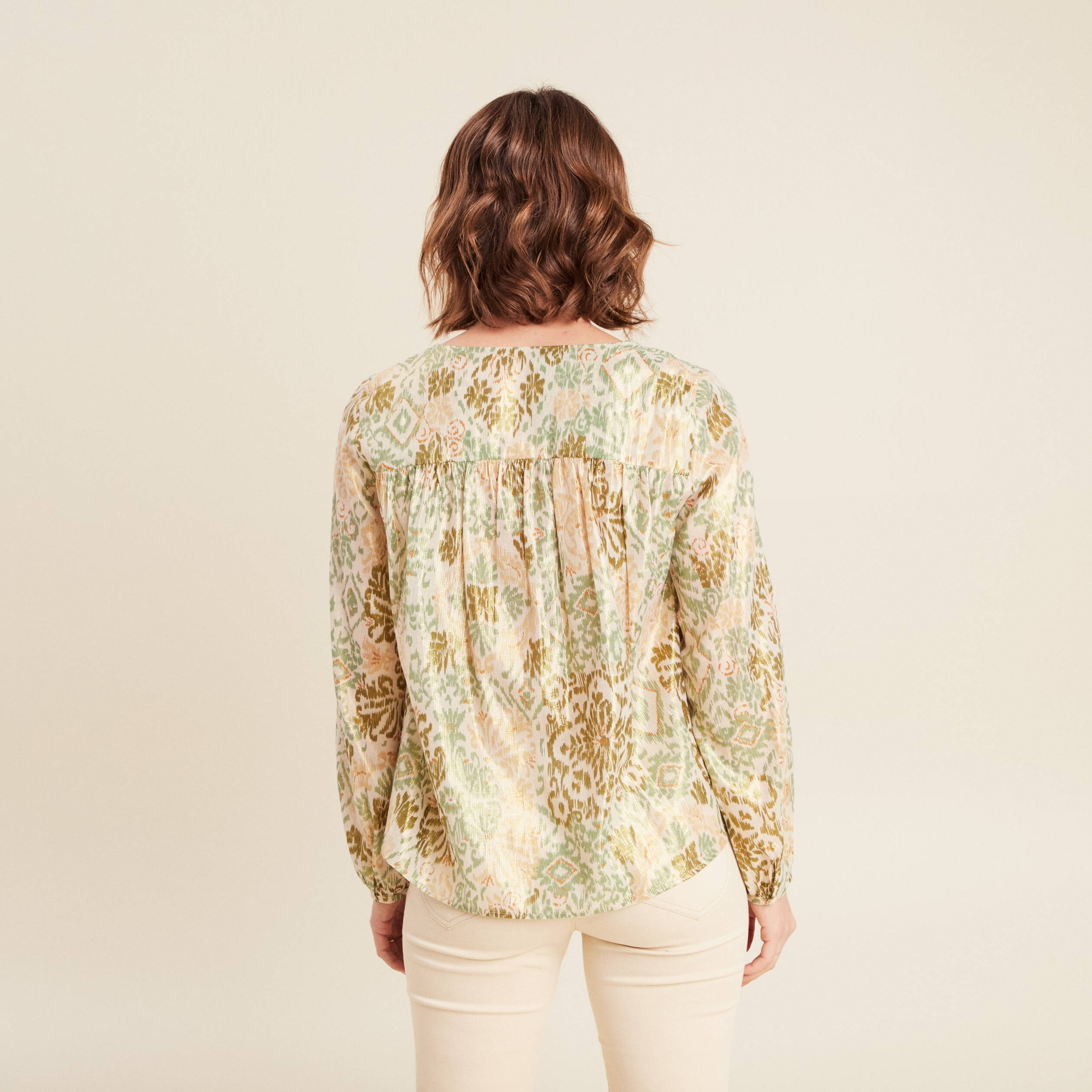 Blouse manches longues vert clair femme