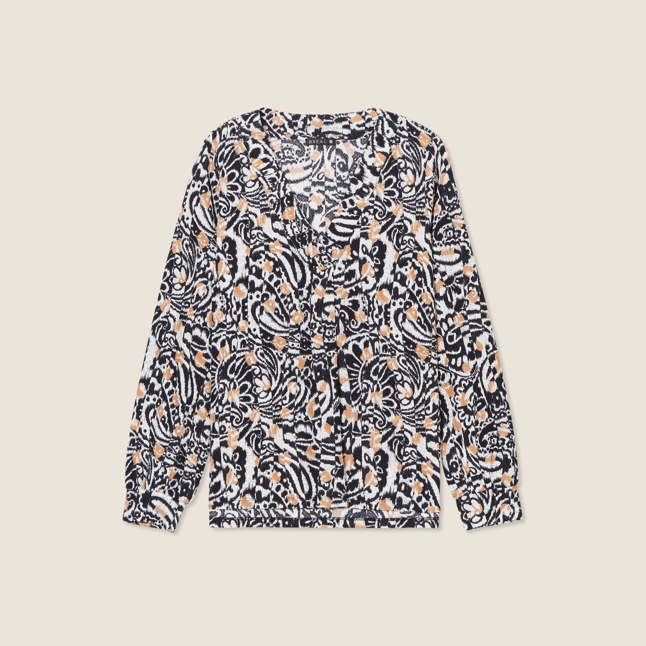 Blouse manches longues camel femme