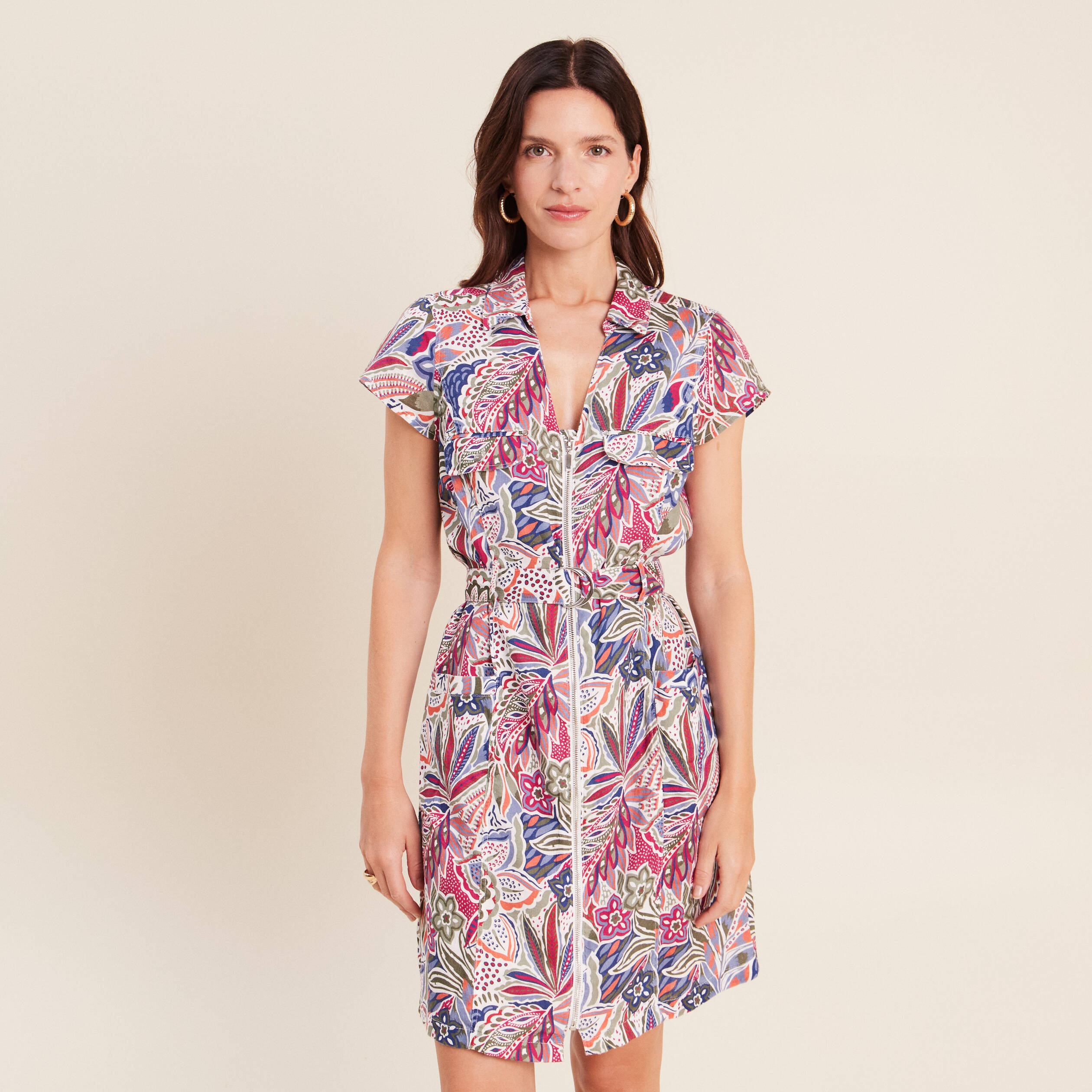 Robe droite zipp&eacute;e mauve femme