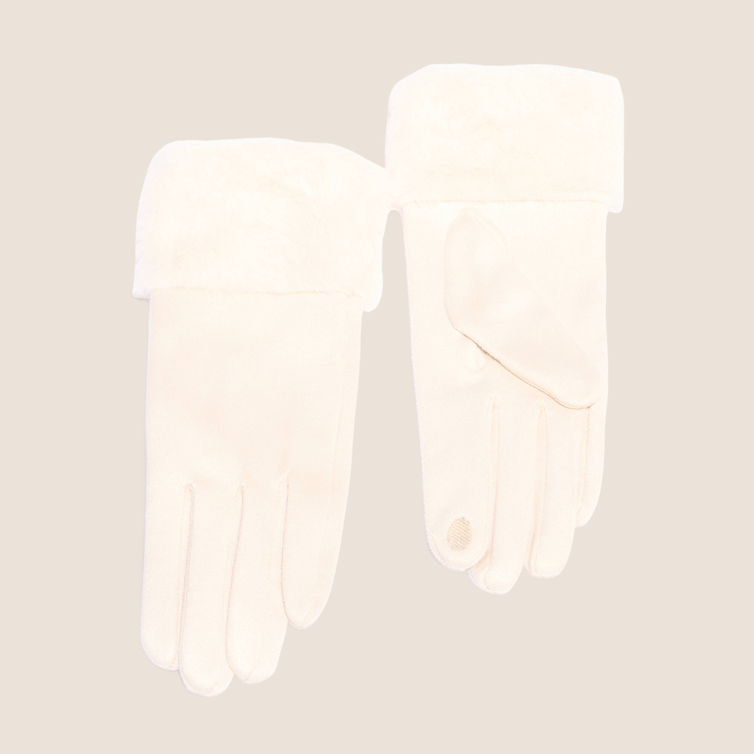 Gants en fausse fourrure sable femme