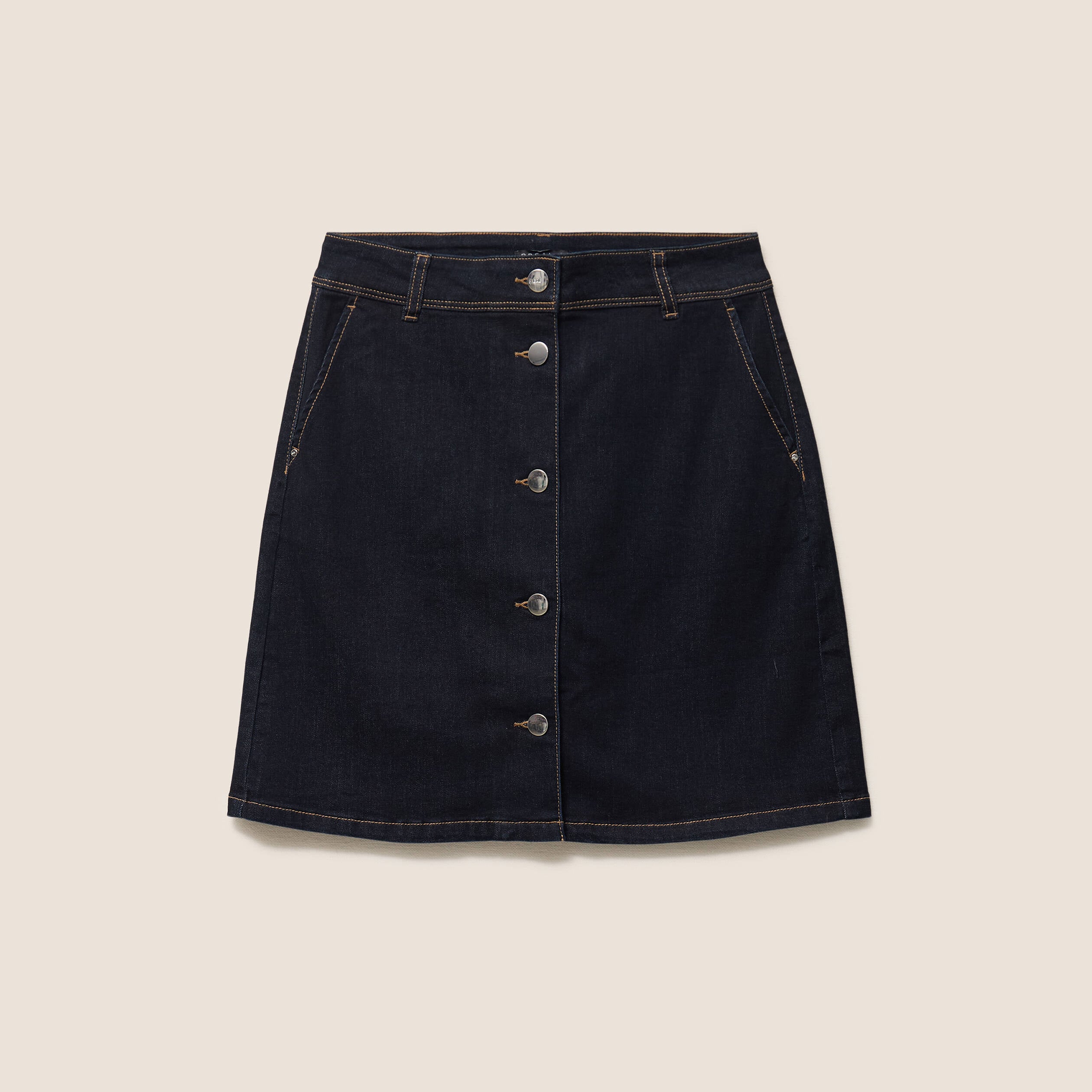 Jupe courte trap&egrave;ze en jean denim brut femme