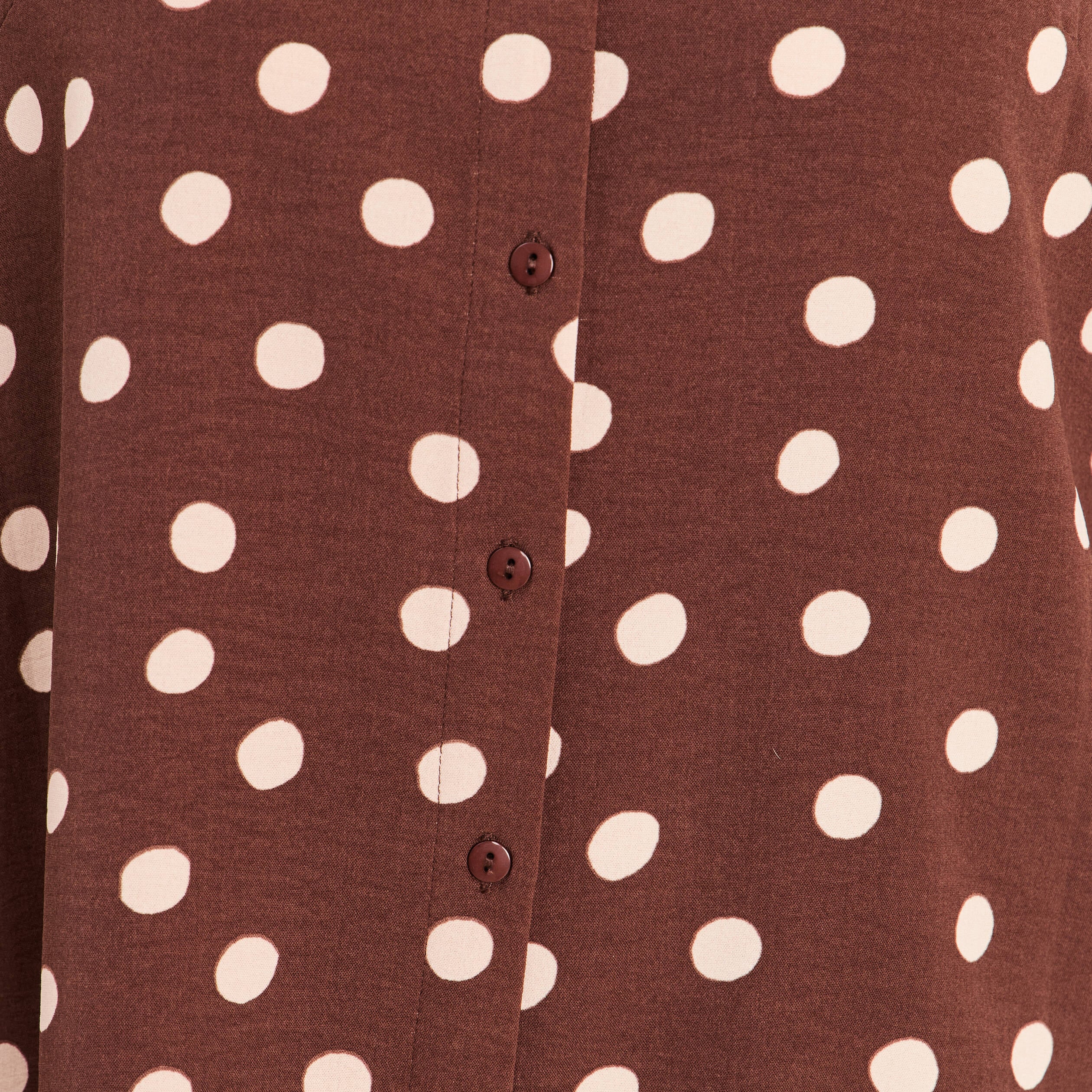 Chemise fluide manches longues marron femme