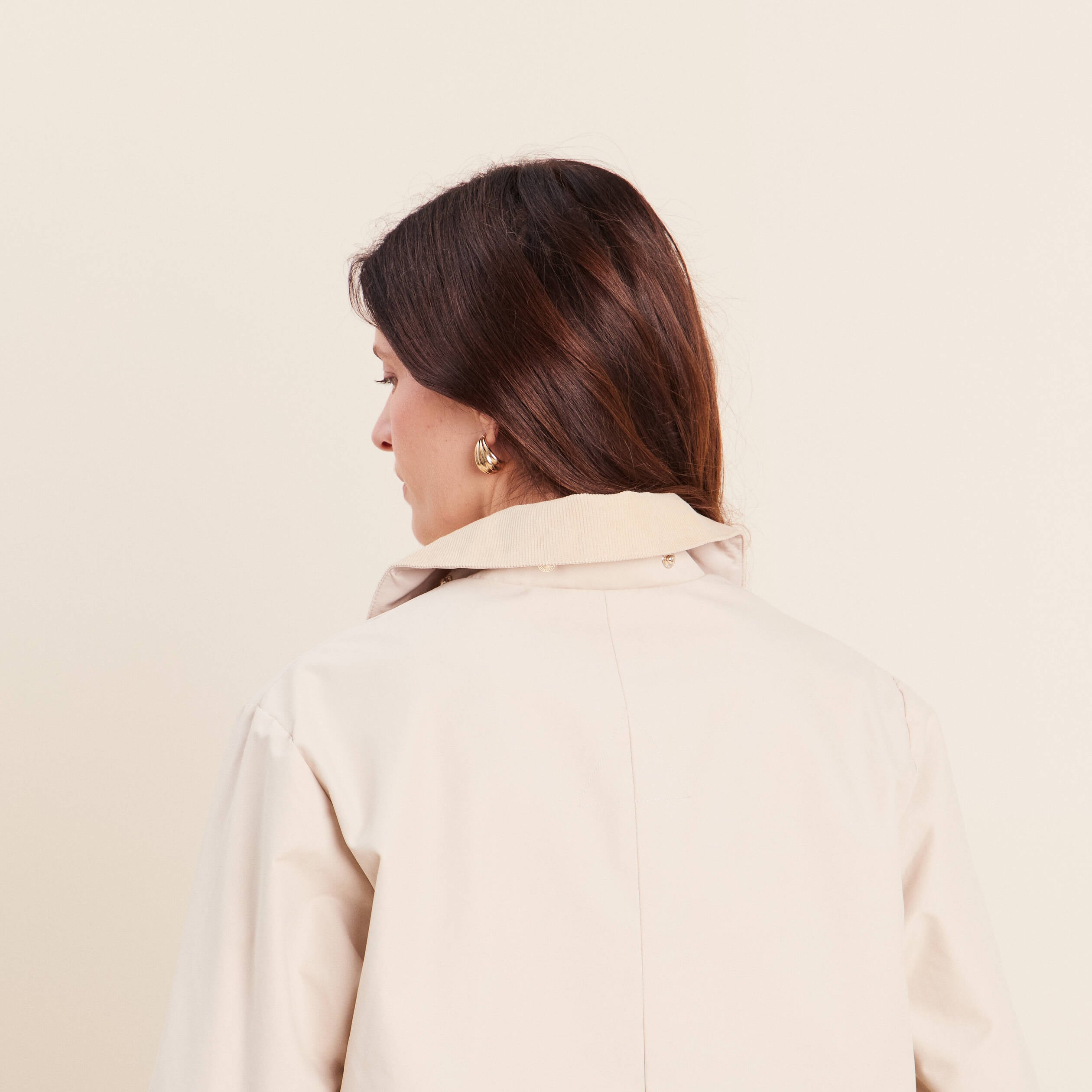Parka ample courte manches longues sable femme