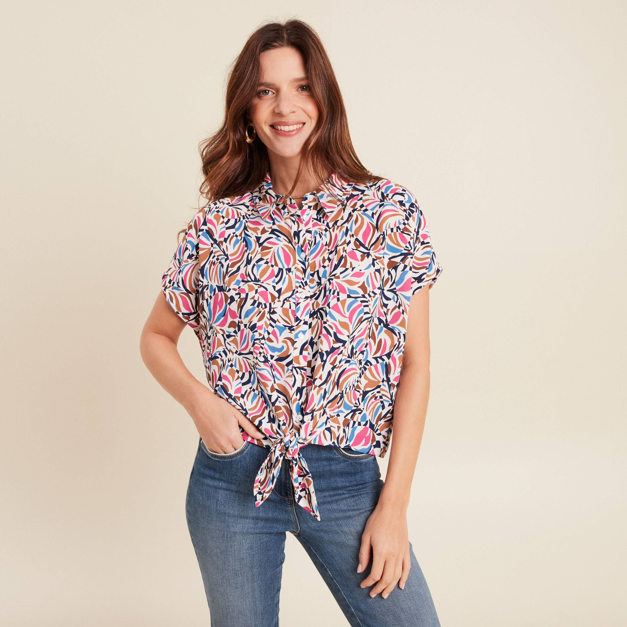 chemise manches courtes fluide bleu femme Chemise manches courtes fluide bleu femme