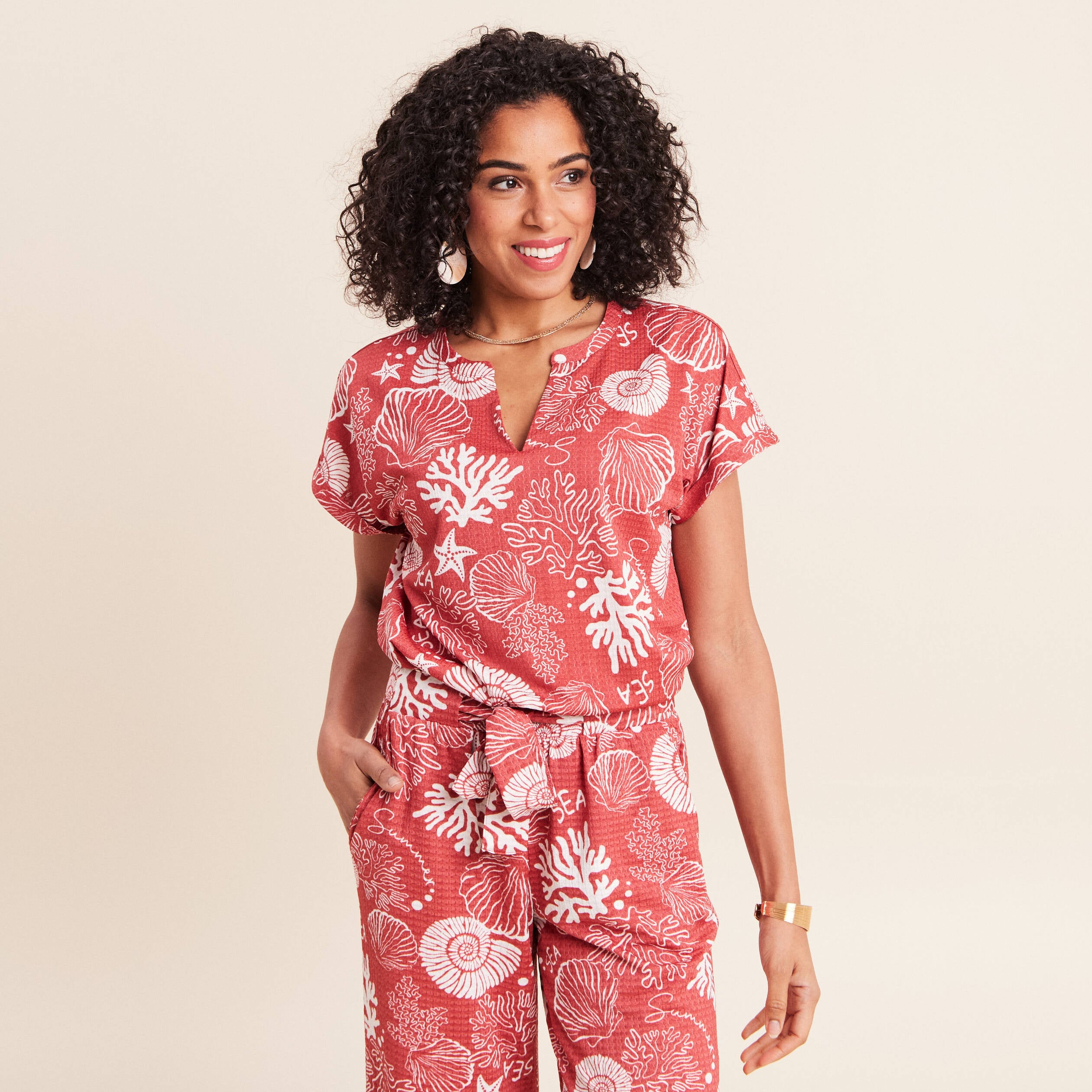 T-shirt manches courtes orange femme