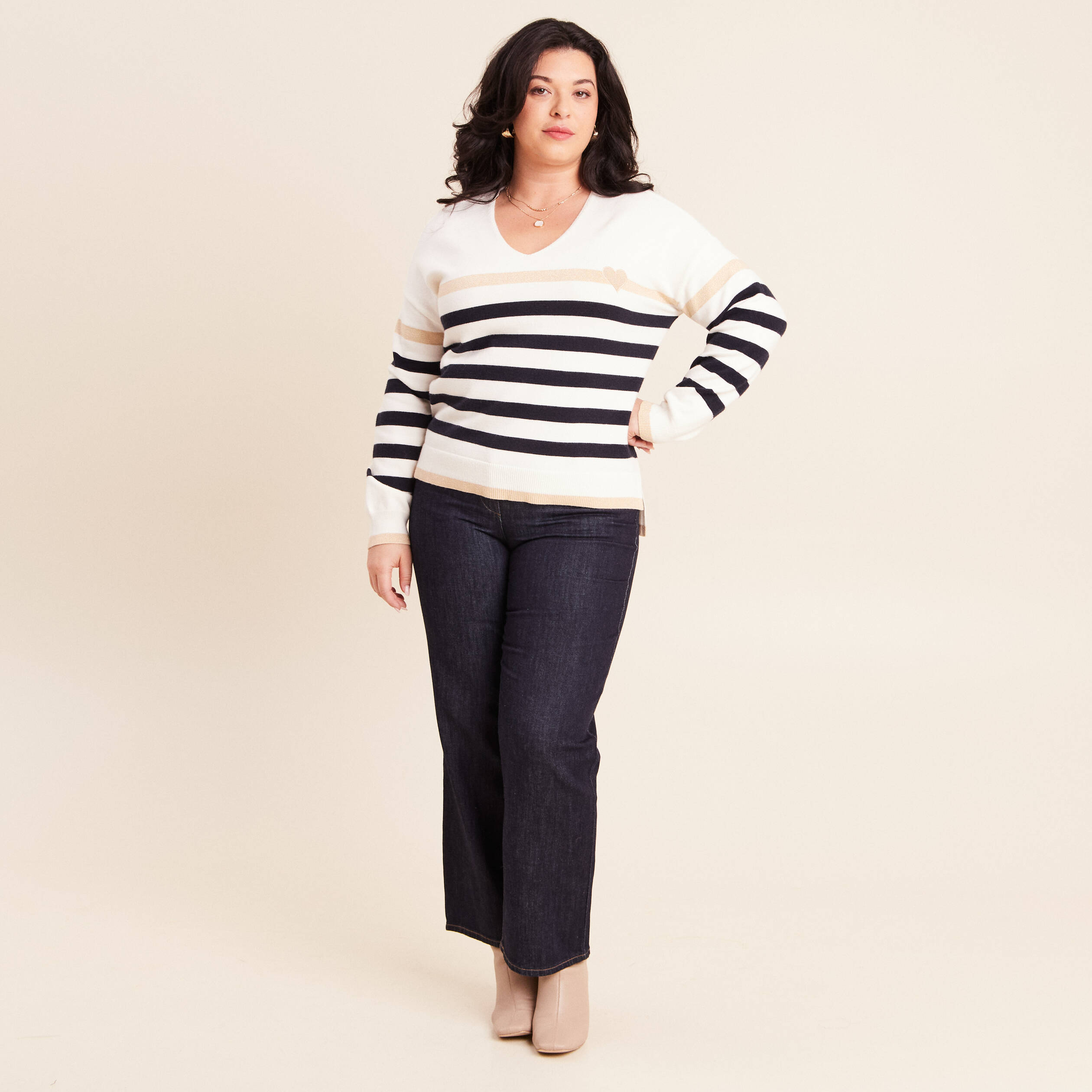 Pull manches longues blanc femme