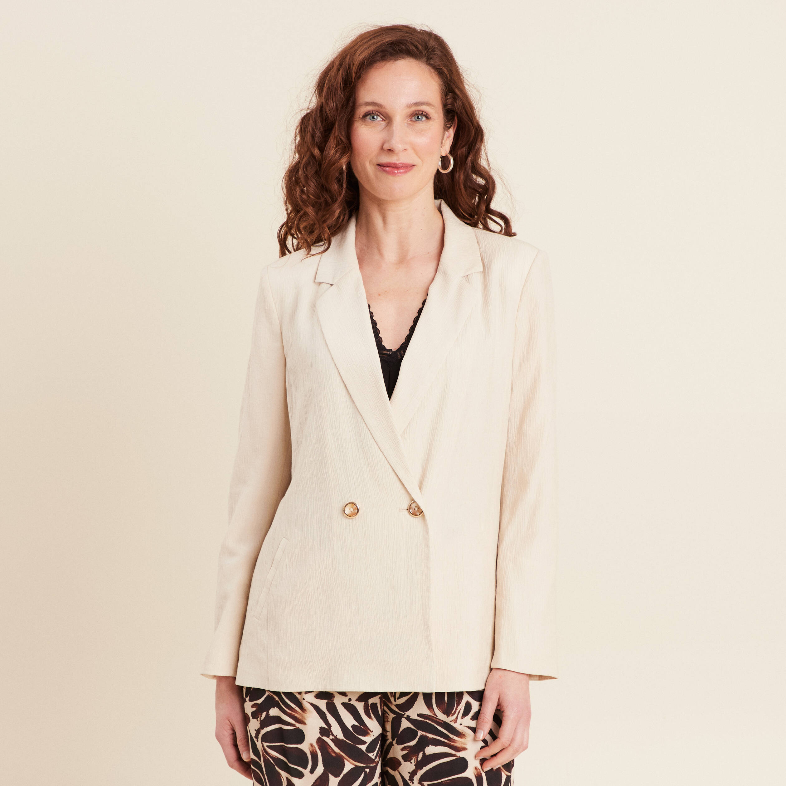 Veste tailleur fluide ivoire femme