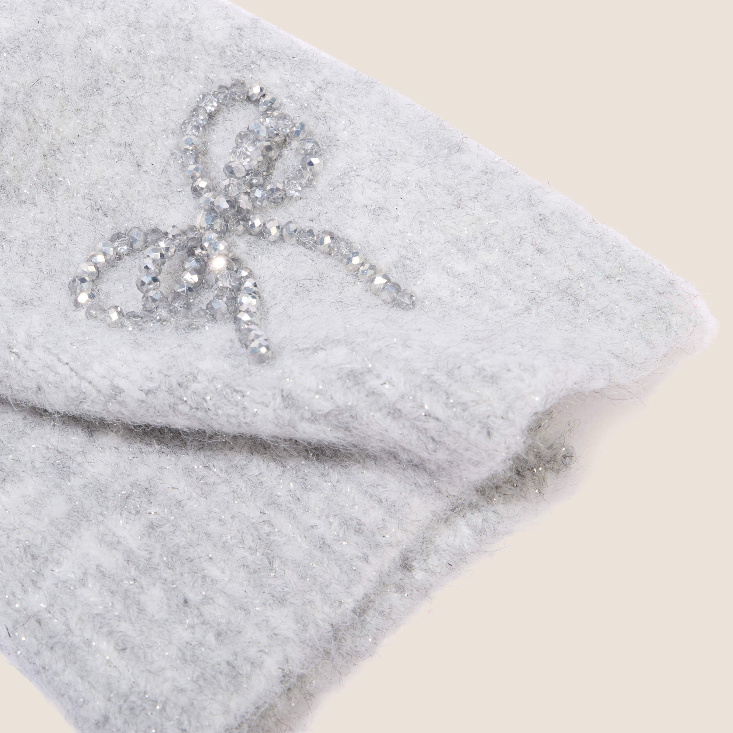 Coffret &eacute;charpe et bonnet &agrave; strass gris clair femme