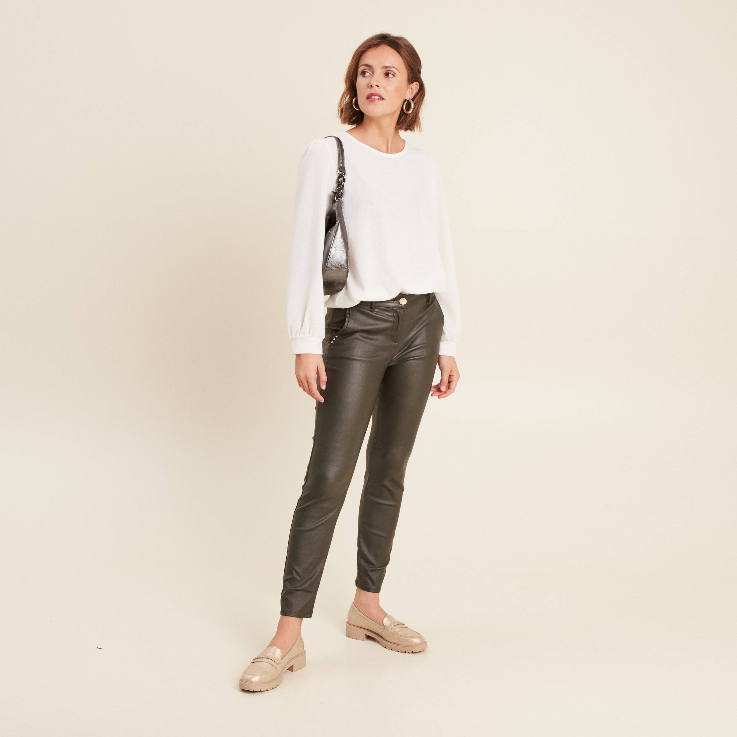 T-shirt manches longues ecru femme