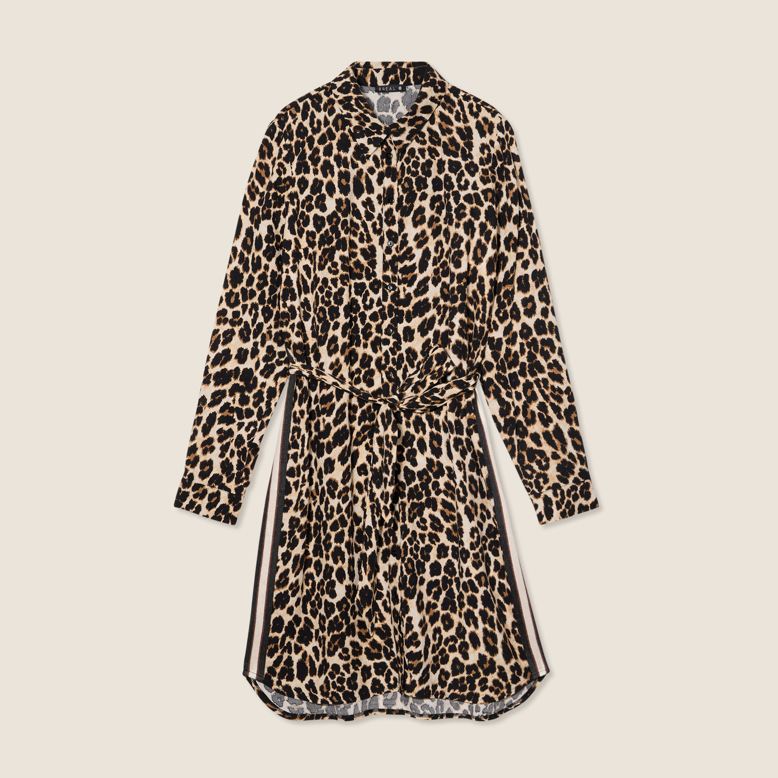 Robe droite fluide ceinturée creme femme