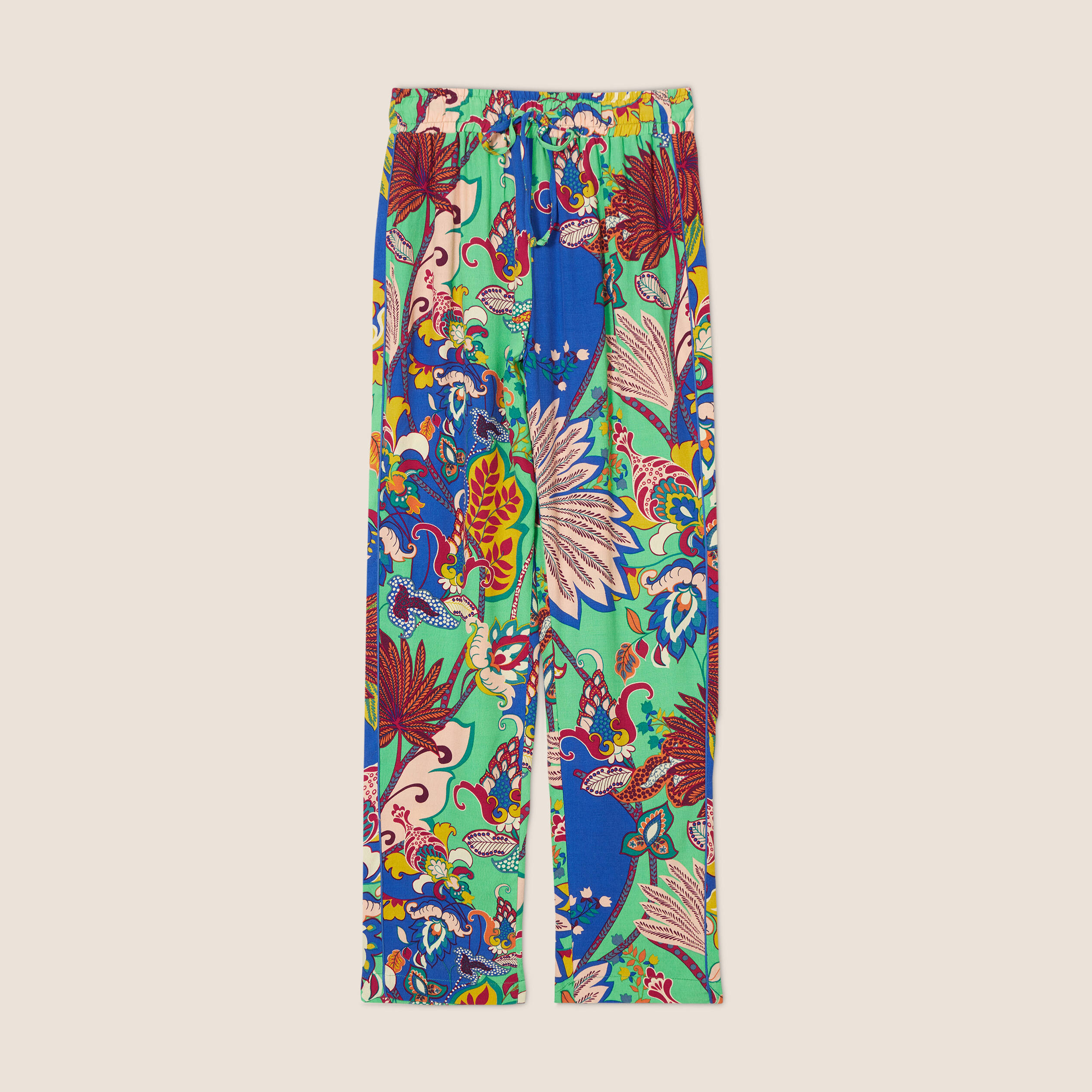 Pantalon carotte fluide 7/8ème vert femme