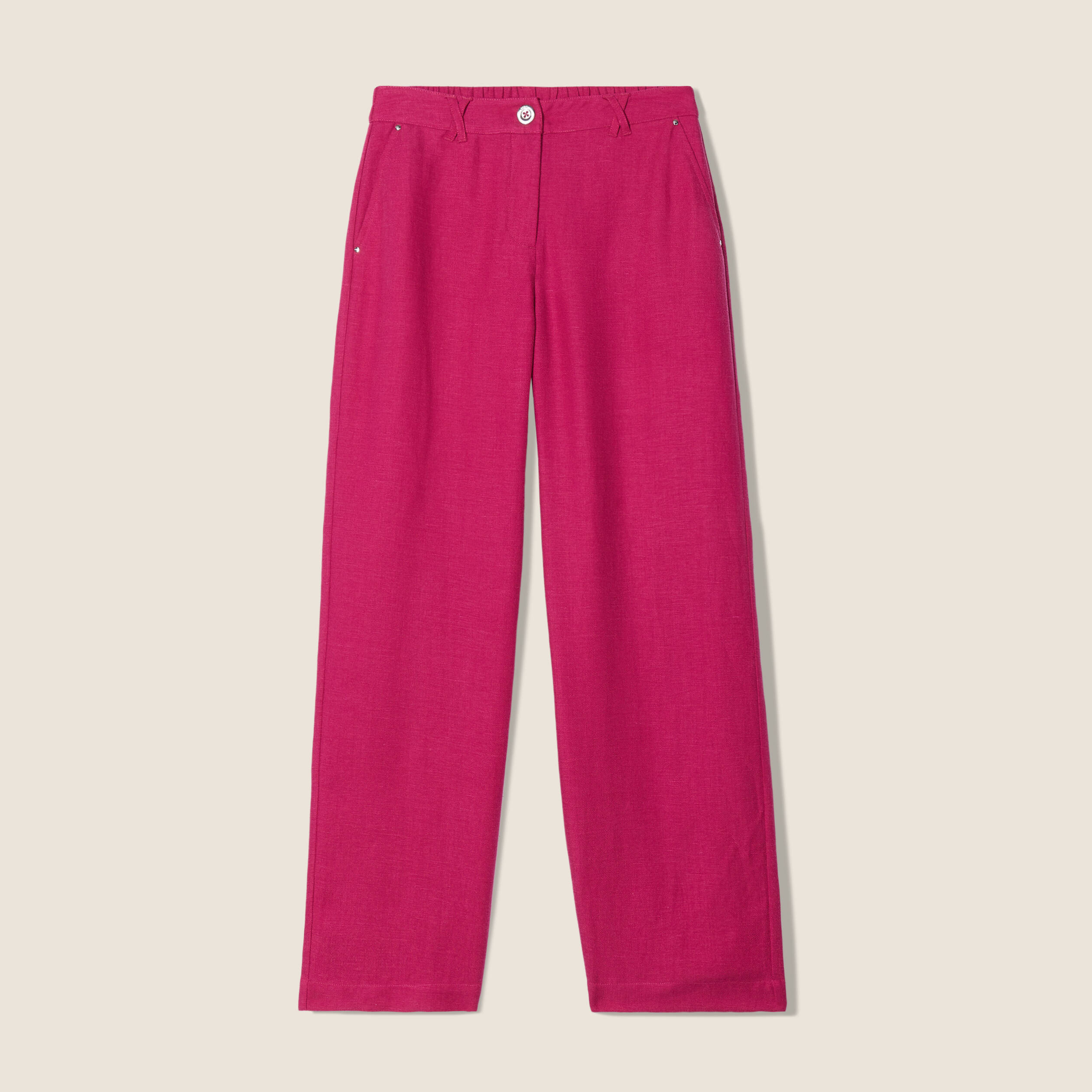 Pantalon large fluide rose fushia femme
