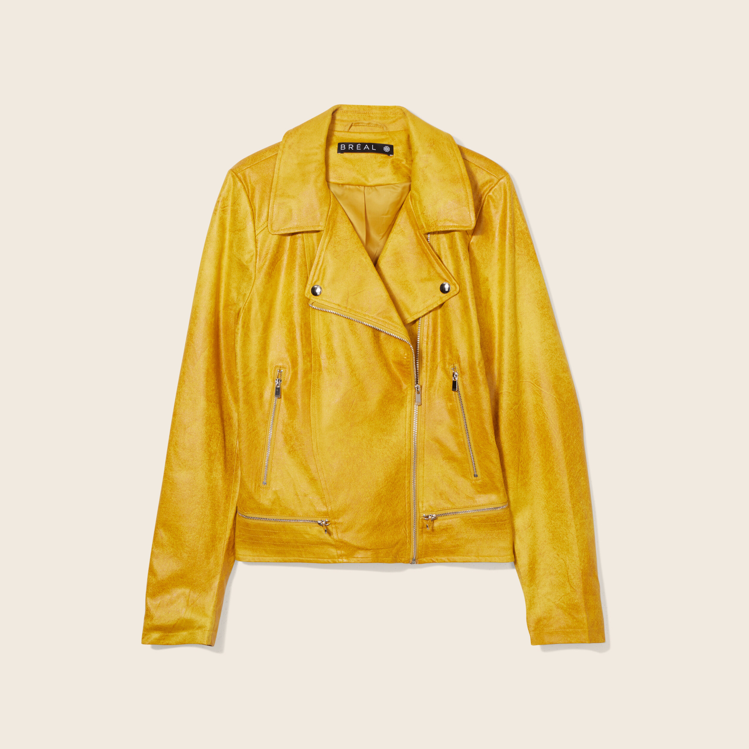 Veste esprit motard zippée vert anis femme