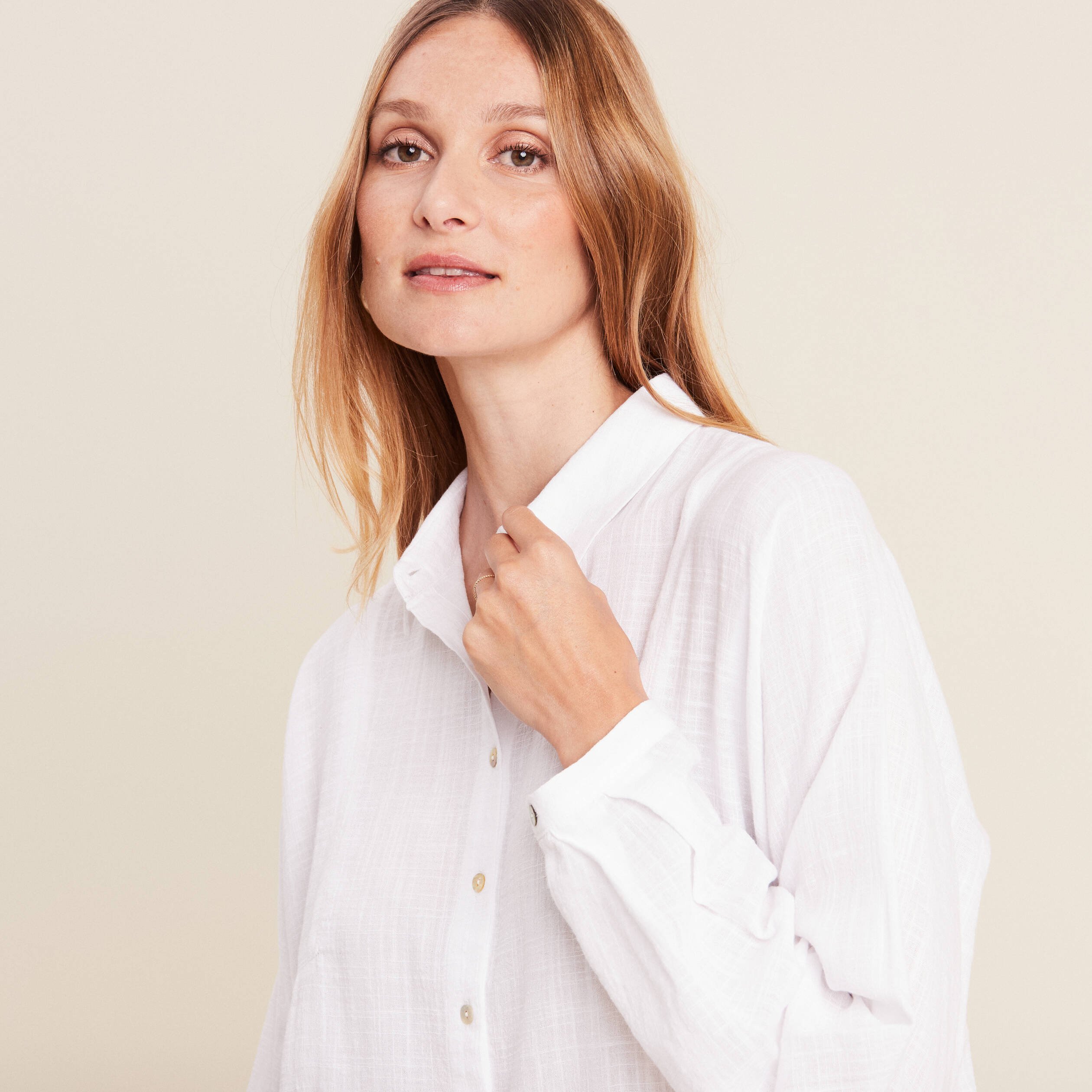 Blouse manches longues ecru femme