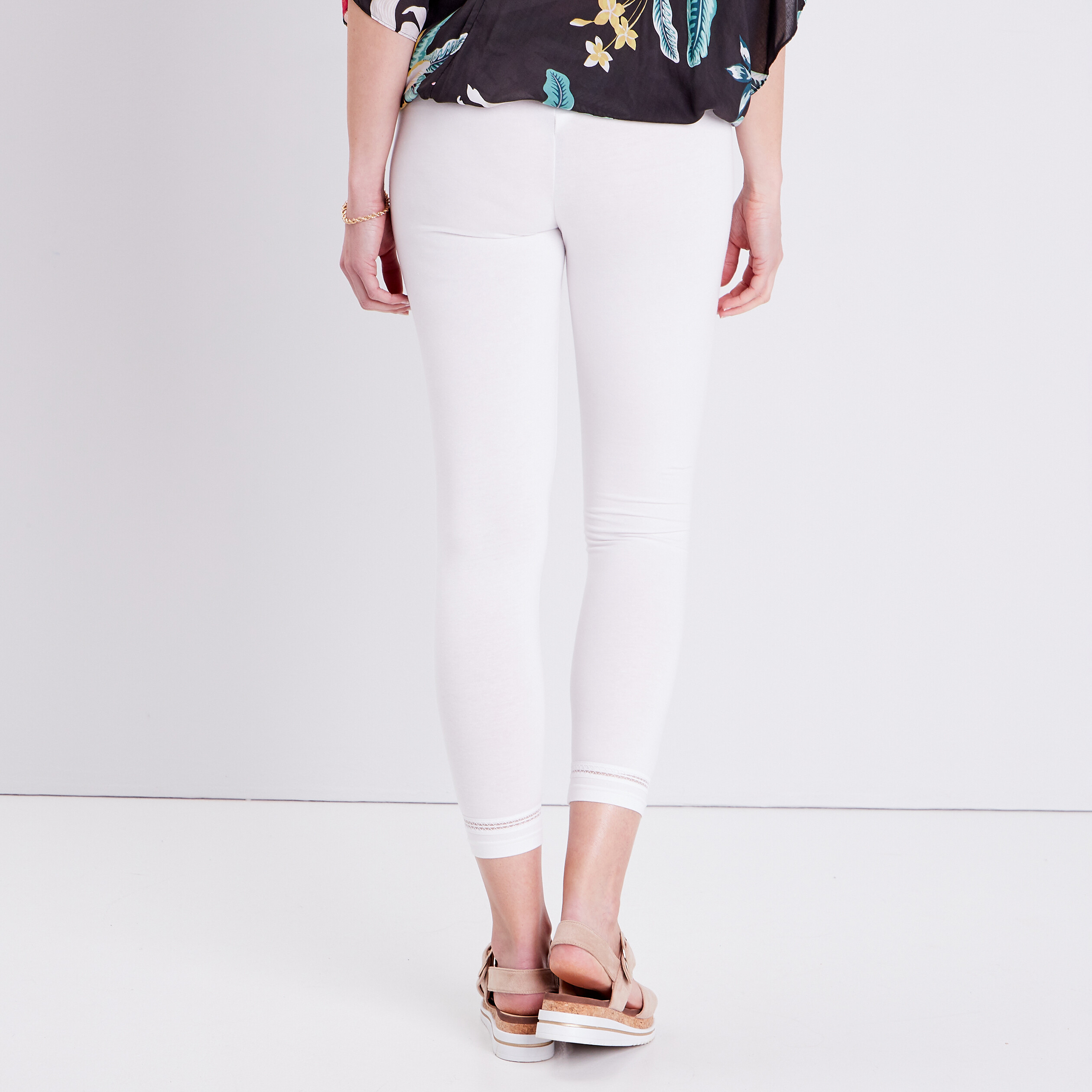 Legging taille haute blanc femme