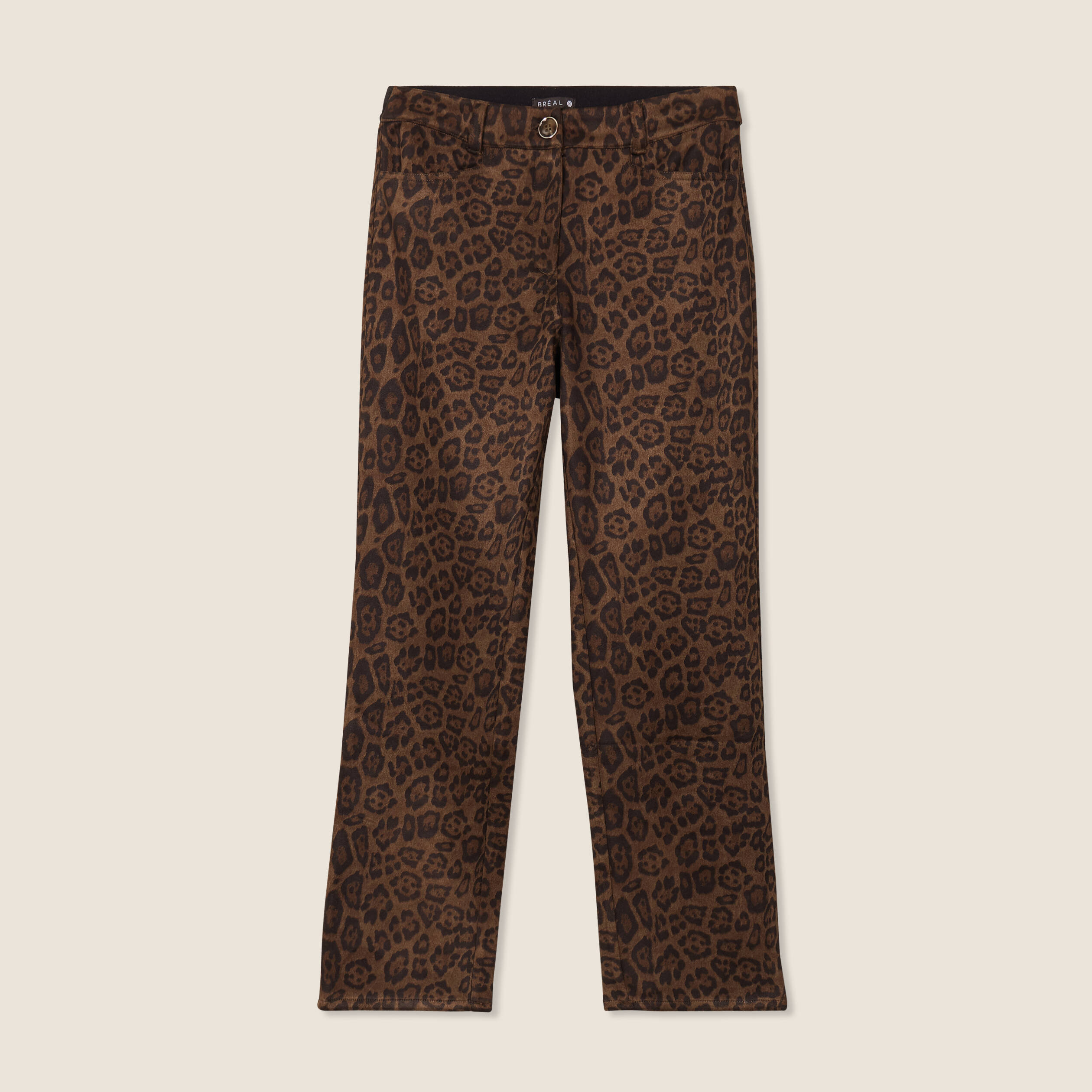 Pantalon droit suédine taupe femme