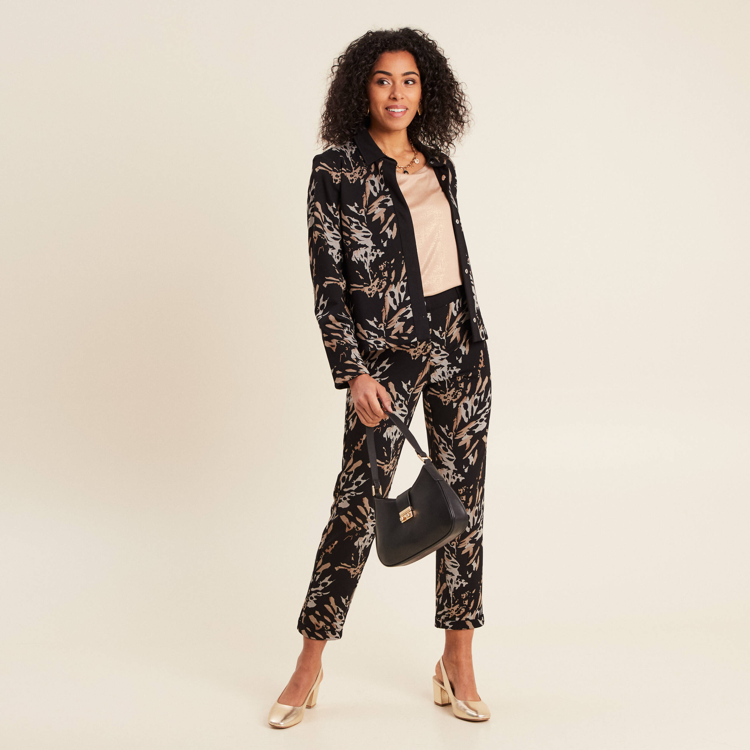 Pantalon droit réversible noir femme