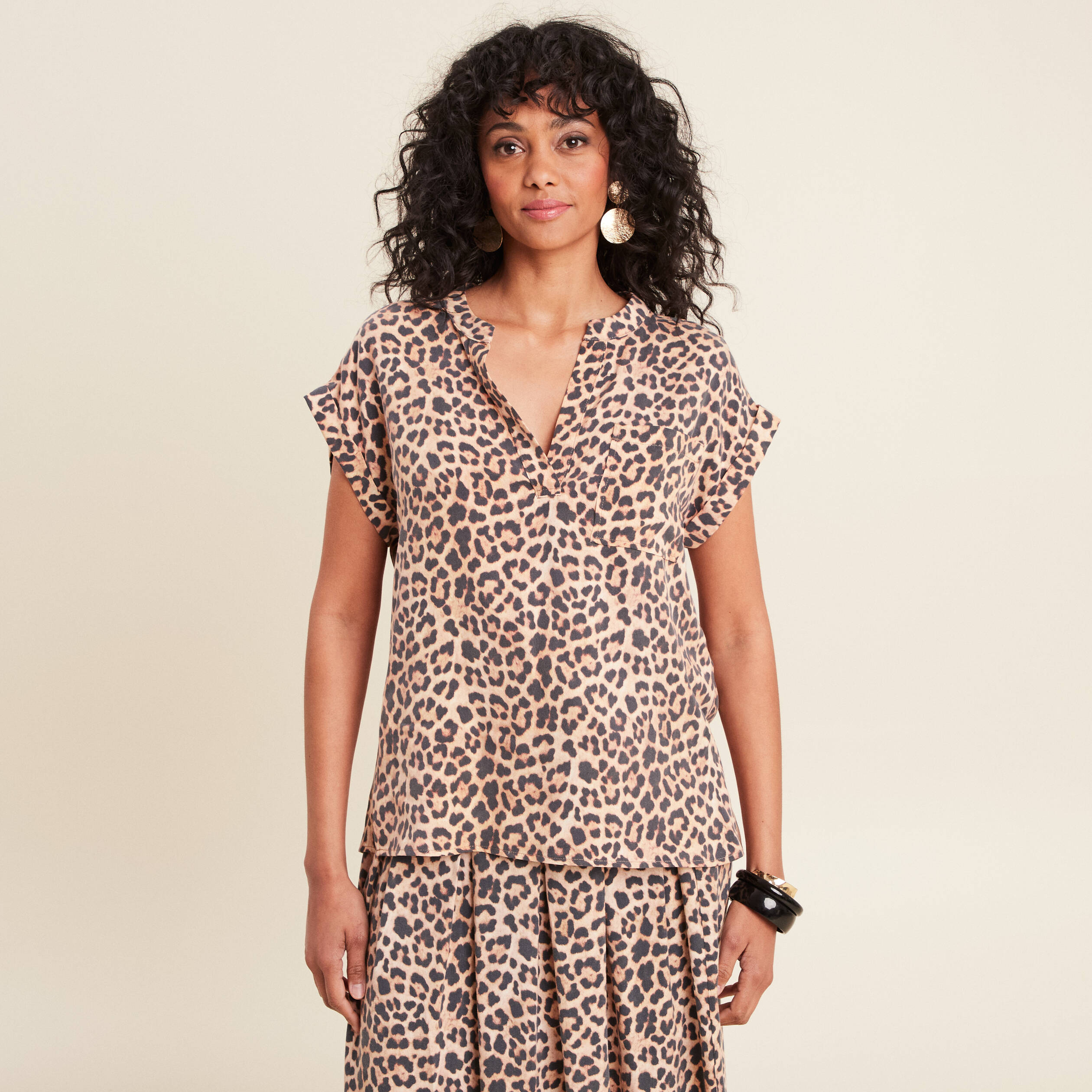 Blouse manches courtes sable femme