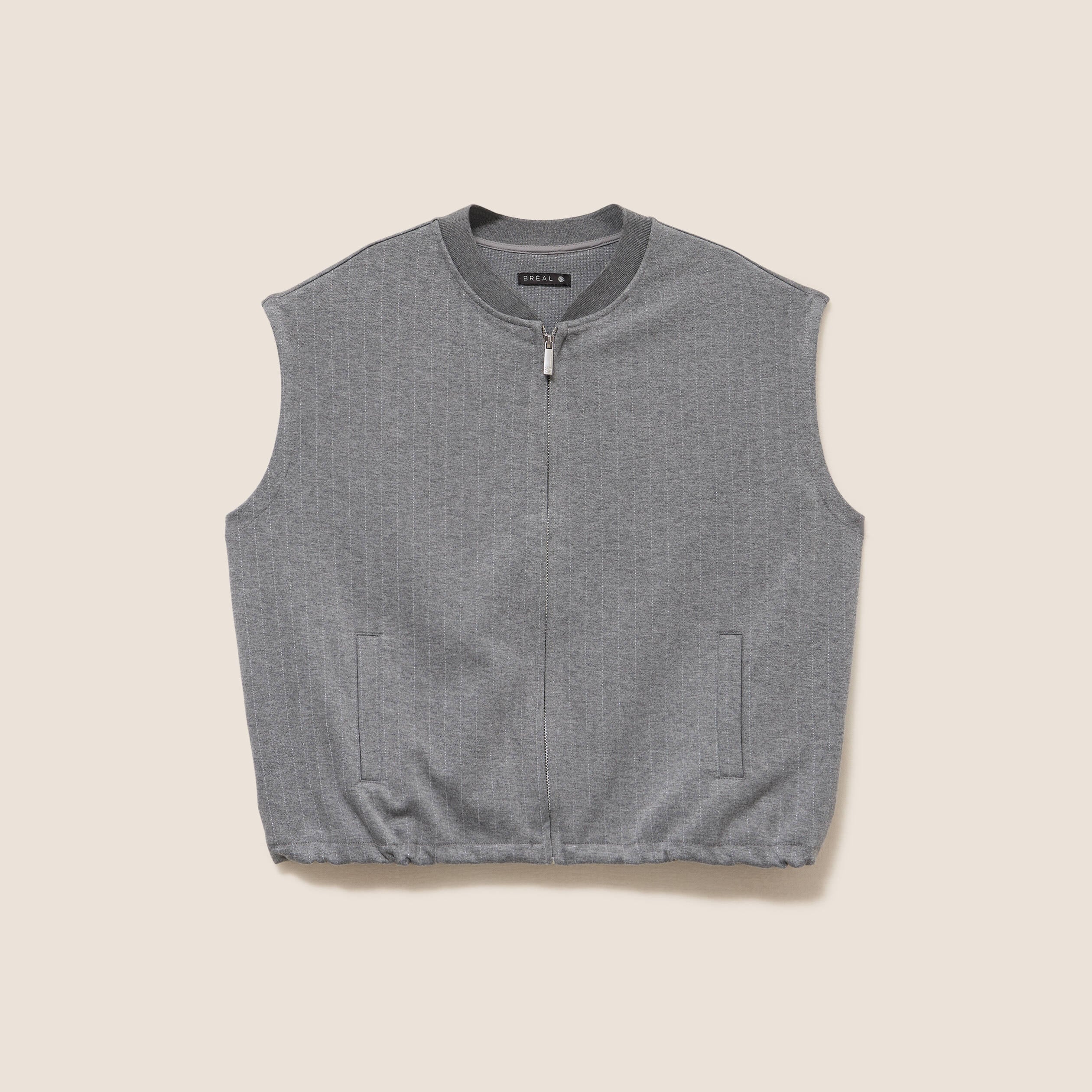 Bomber sans manches bas resserr&eacute; gris femme