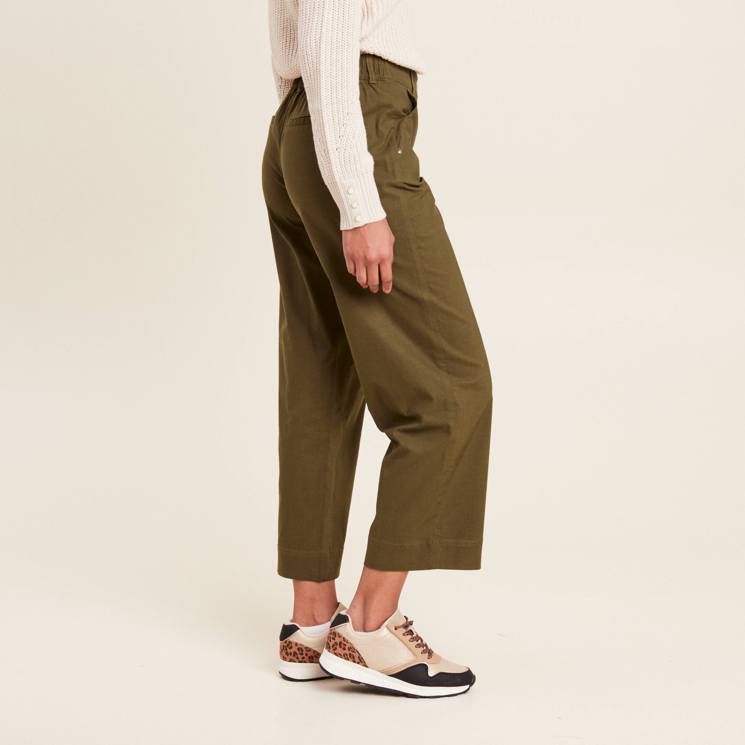 pantalon large 78eme vert olive femme Pantalon large 7/8ème vert olive femme