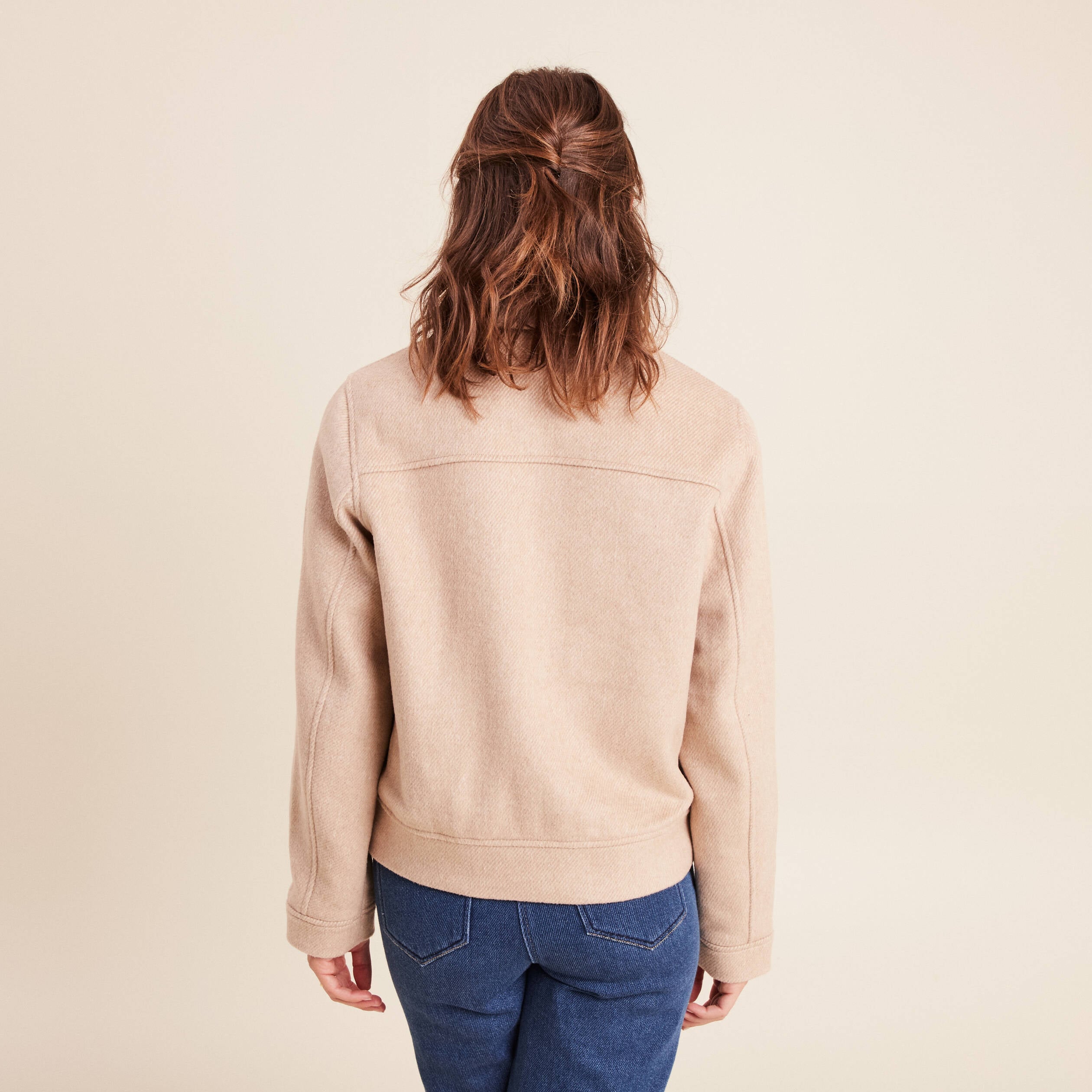 Veste manches longues doubl&eacute;e creme femme