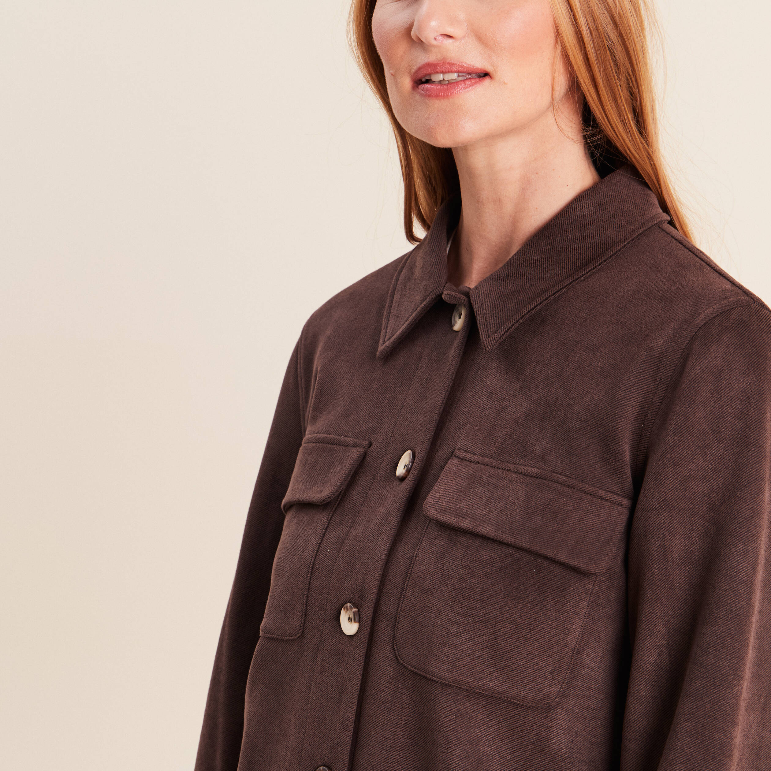 Veste doubl&eacute;e marron fonc&eacute; femme